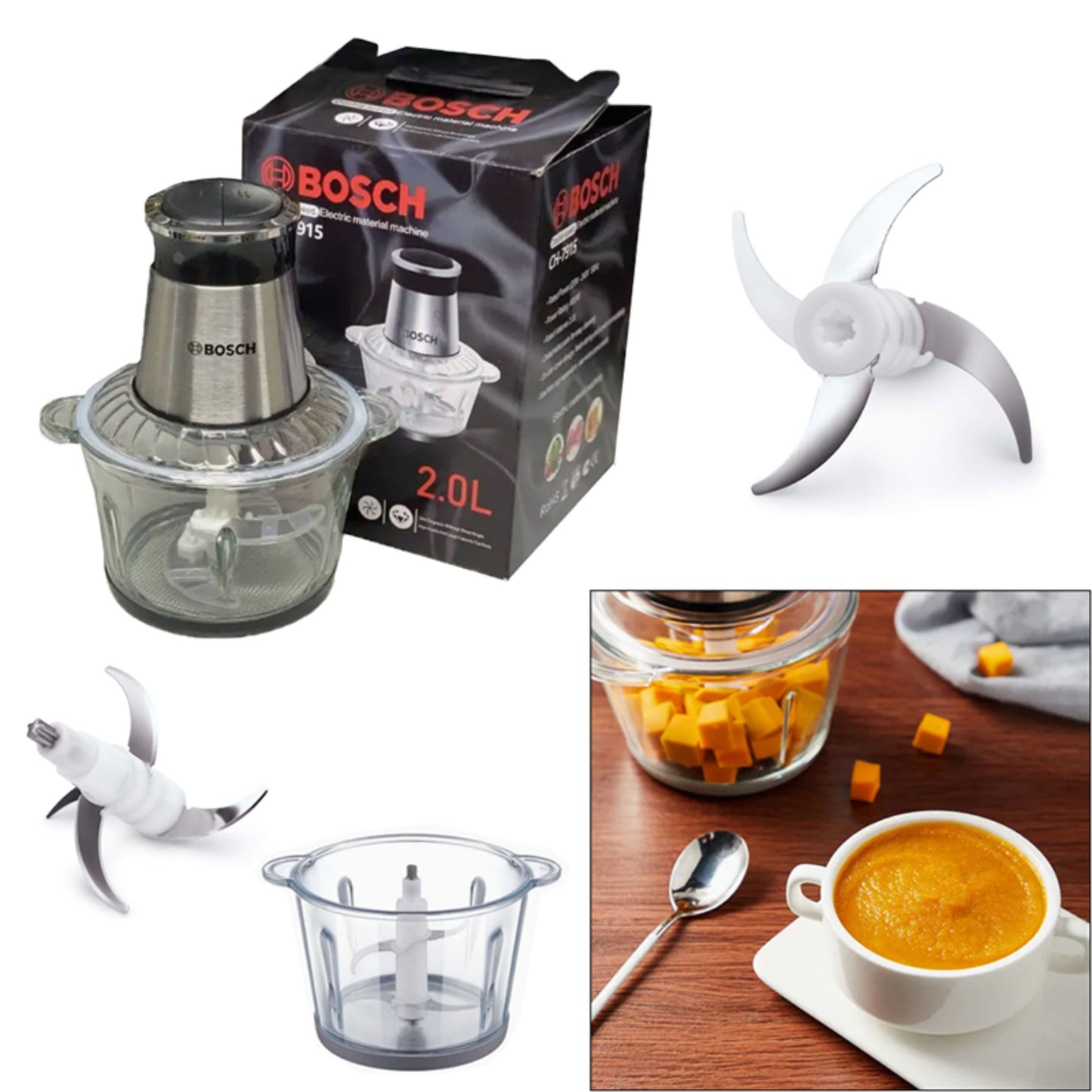 Electric Bosch Chopper Multi-purpose Glass Food Chopper Bosch Mincer Blender Chopper Mixer - 800W