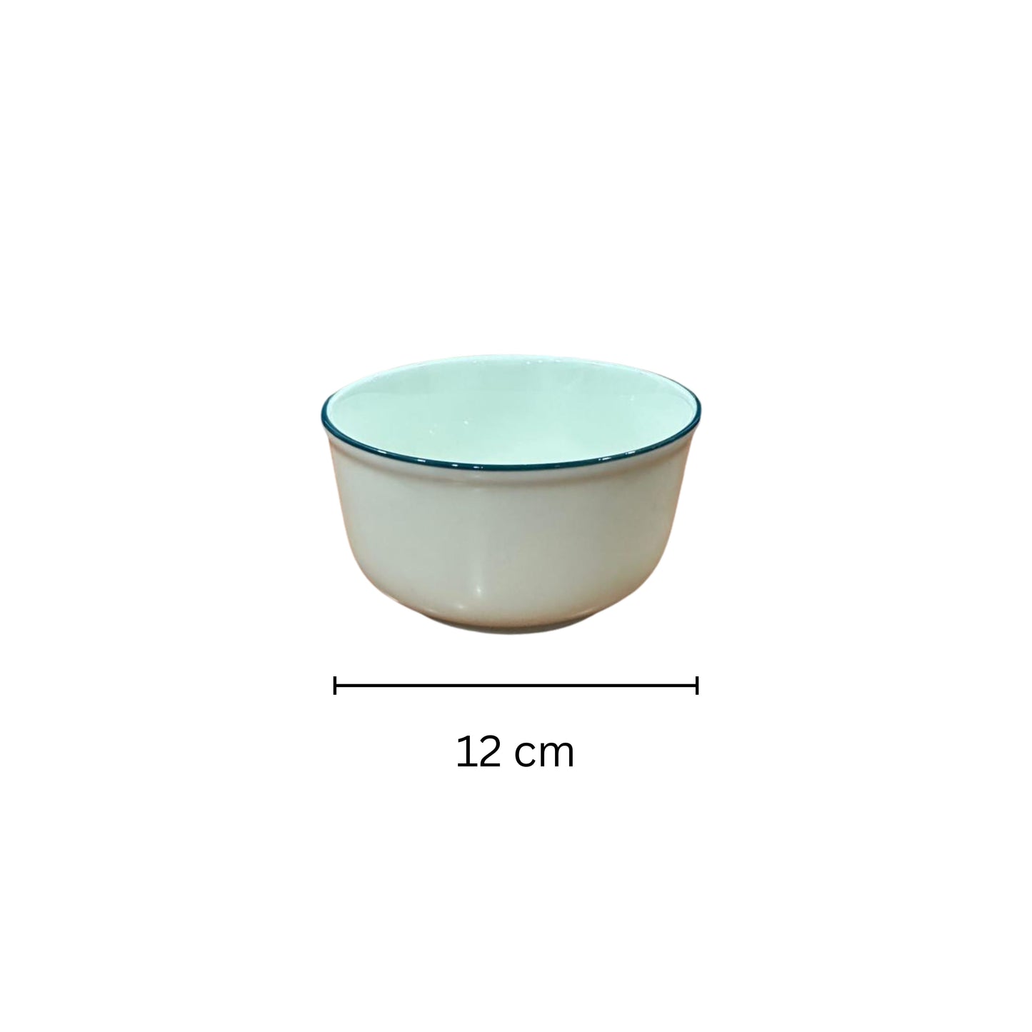 white Ceramic bowl with blue strip - 12 cm