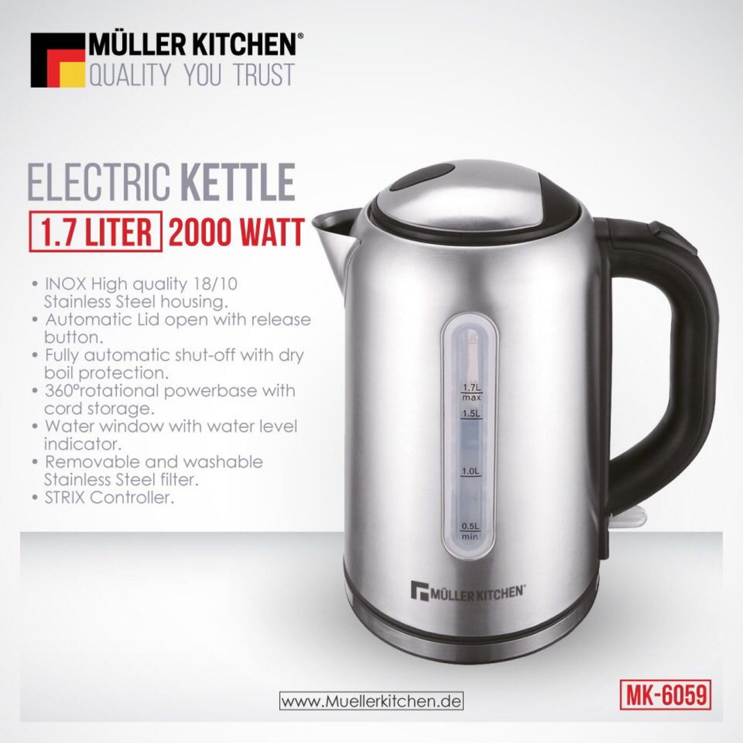 Electric Watter Kettle – 2000W – 1.7L