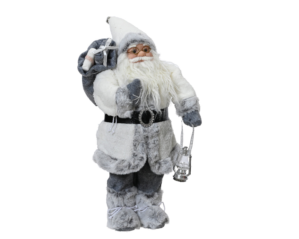 Santa polyester plastic body with white coat - 50cm