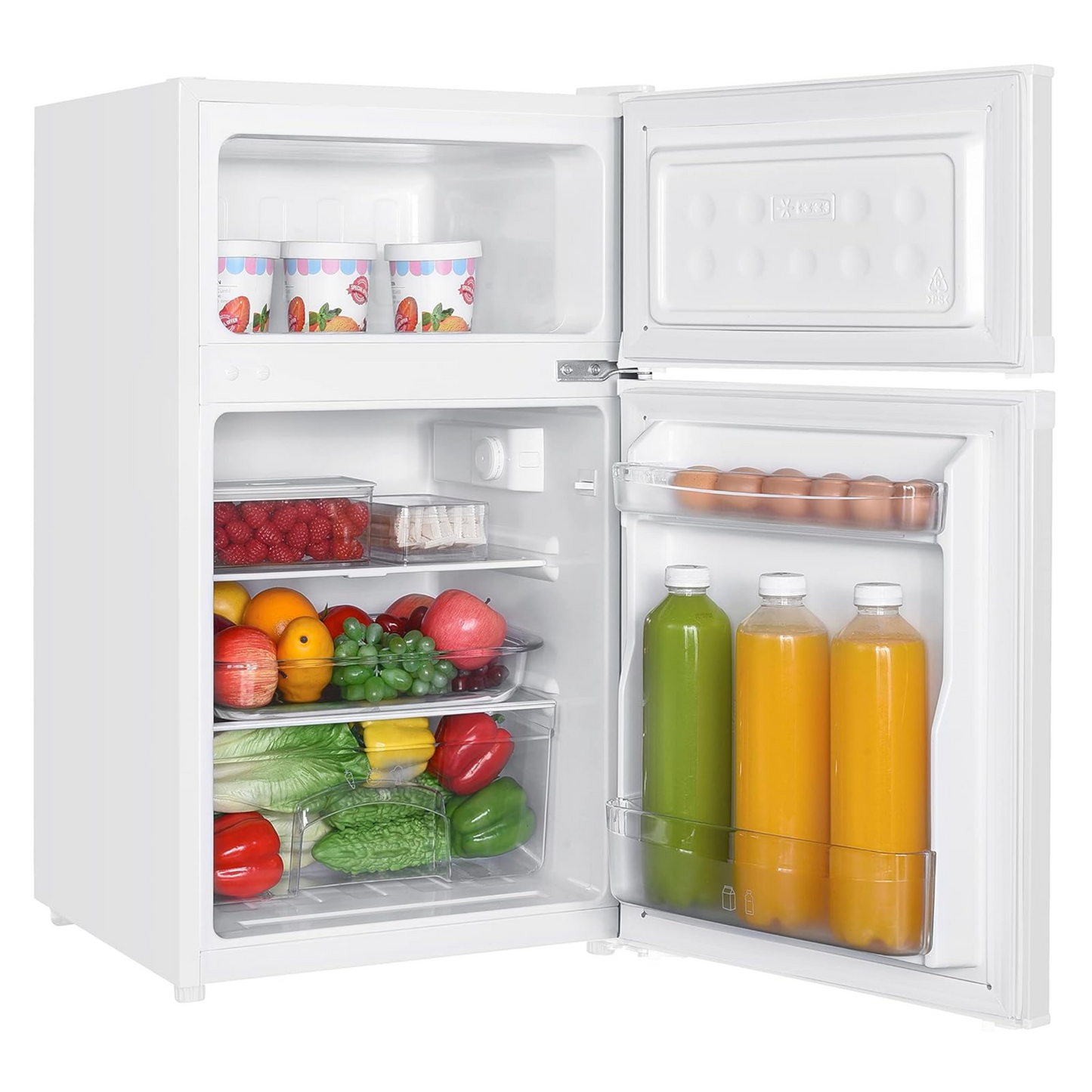 AGA Counter Fridge Freezer - 100L Free Standing Fridge Freezer - with LED Light - Removable Shelves - Adjustable Thermostats and Legs - White - 88.5cm