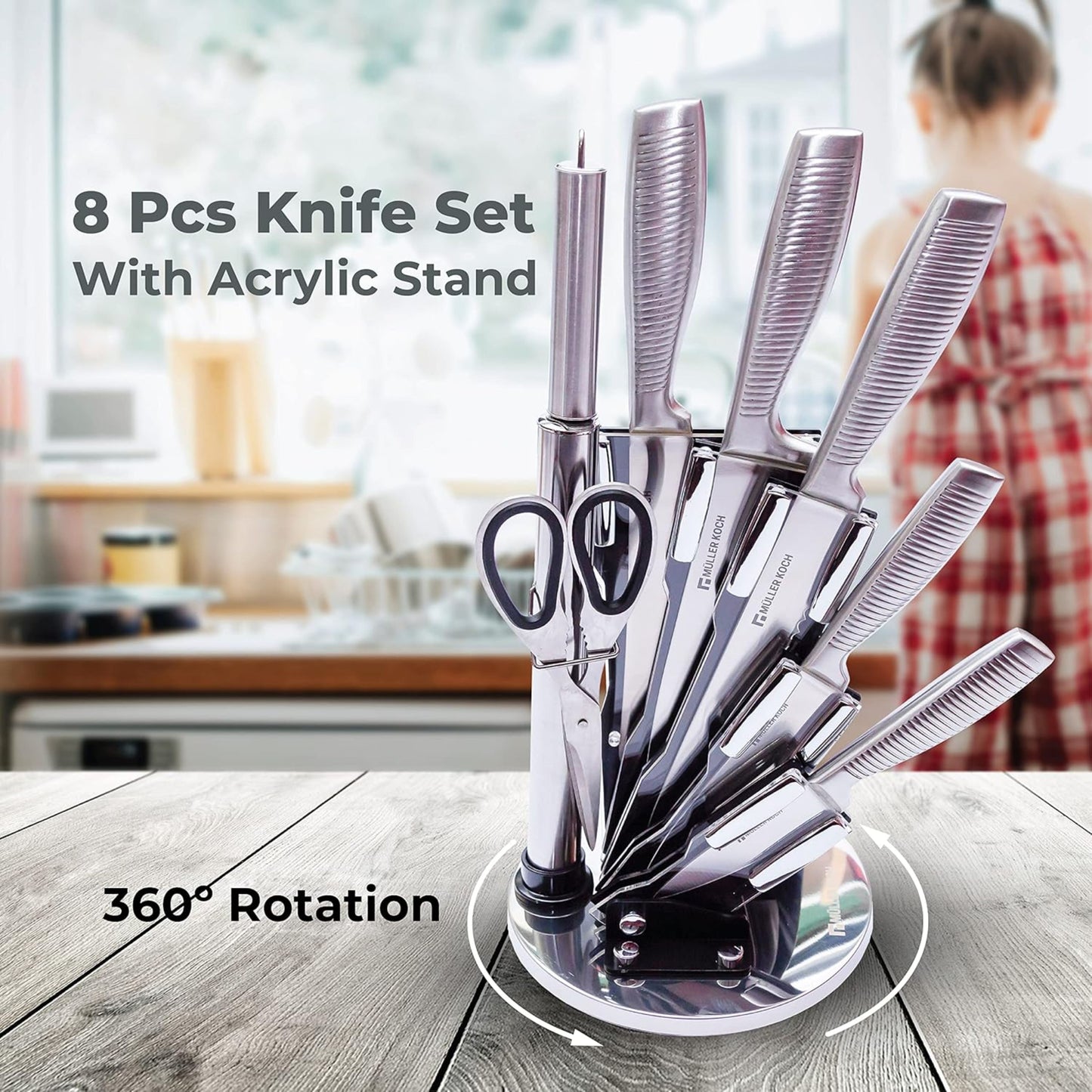 Stainless Steel Knife Set – 8 Pieces | Availalbe in 3 different colors