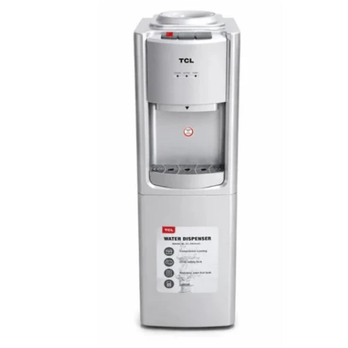 TCL Top Load Water Dispenser 3 Taps with Cabinet Silver