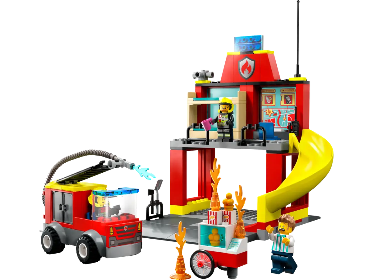 Lego Fire Station and Fire Truck