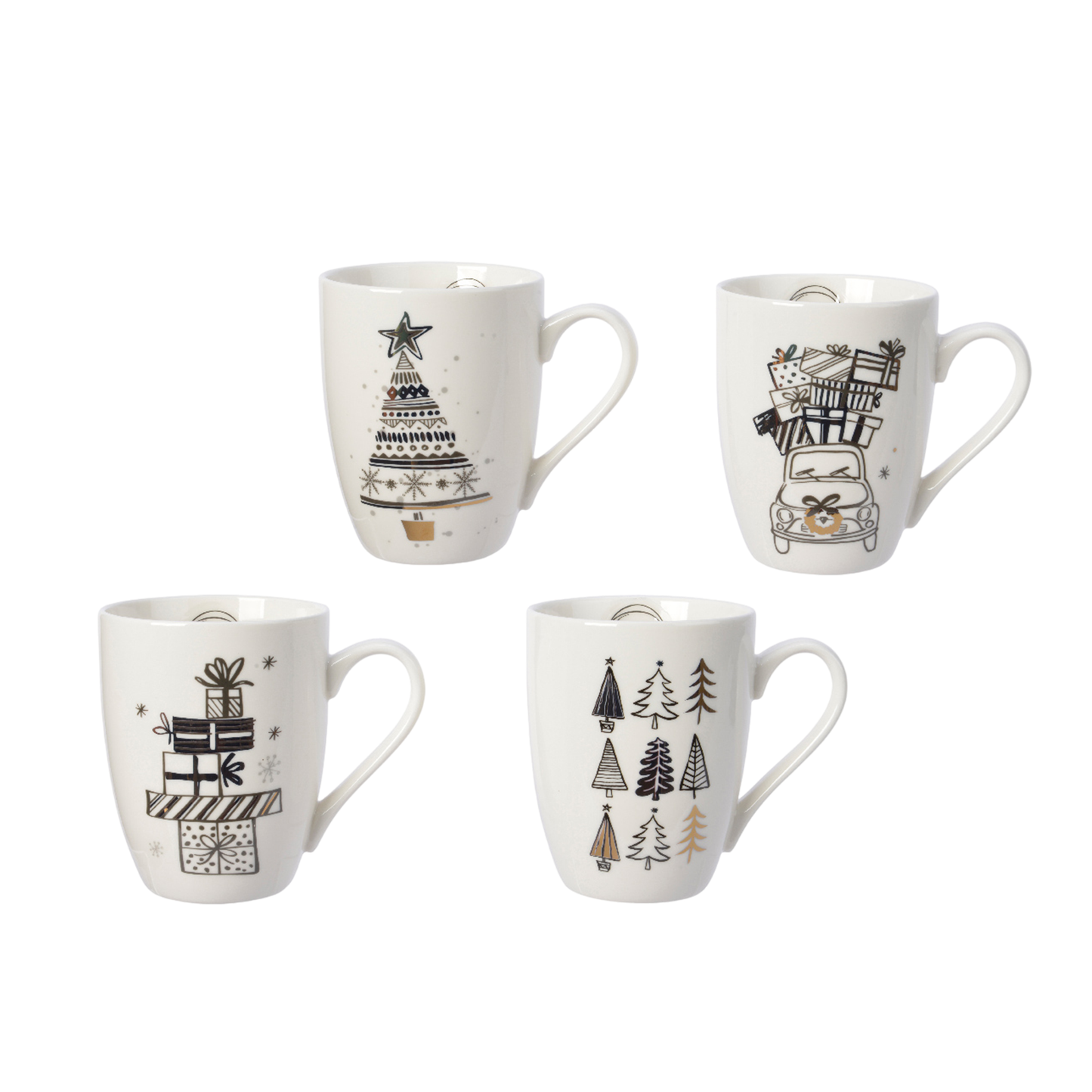 Mug porcelain with gold foil -1pc- 12cm