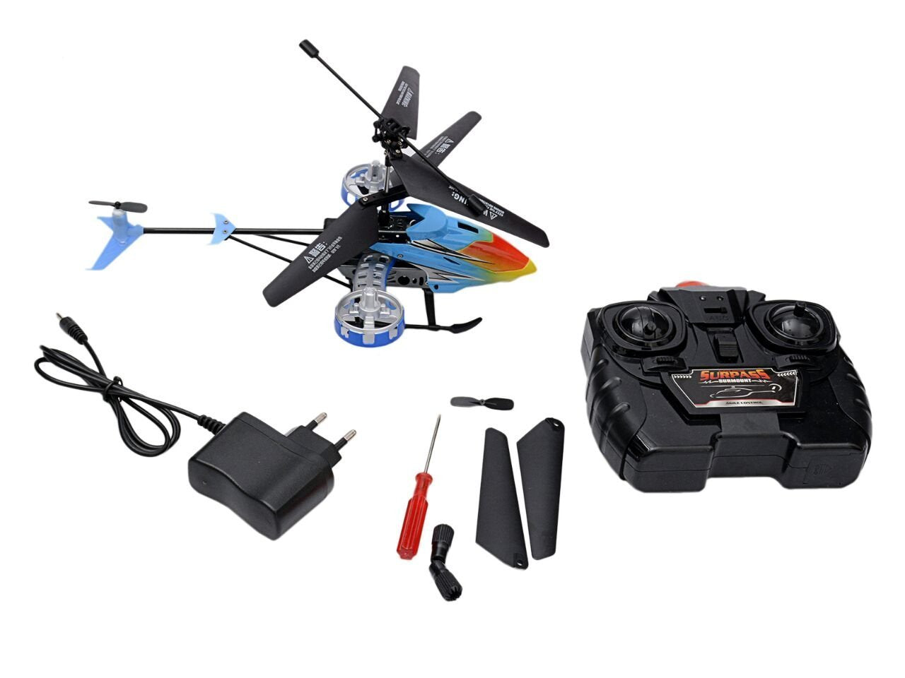 Blue Magicwand Expert Rainbow 2-Channel Radio Remote Controlled Helicopter
