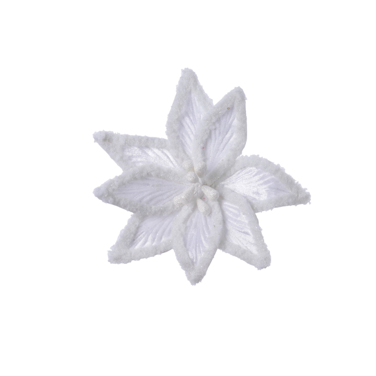 Poinsettia on clip polyester velvet with artificial fur 30cm