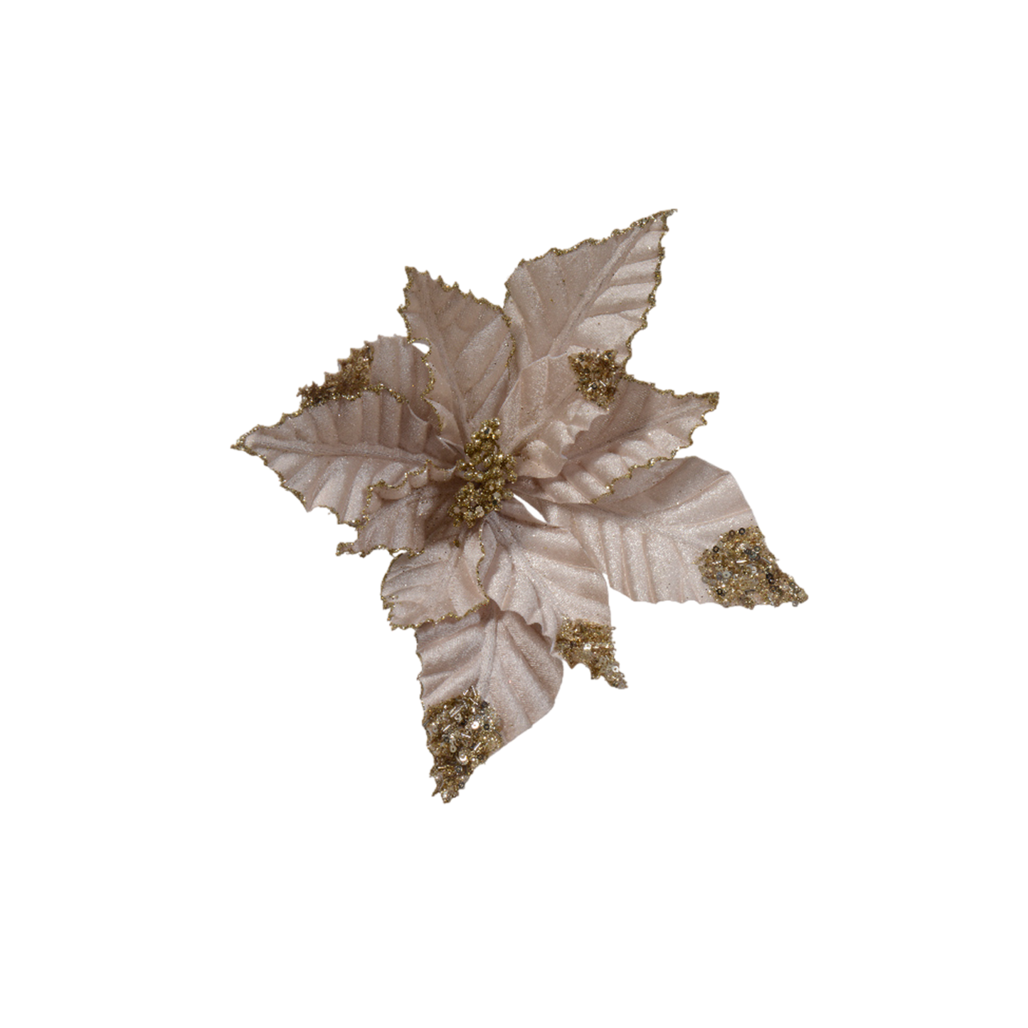 Poinsettia on clip polyester glitter velvet H.4cm D.30cm