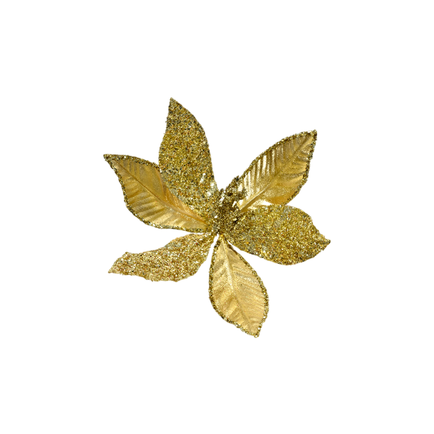 poinsettia on clip polyester velvet small berries center w glitter H.17cm D.24cm