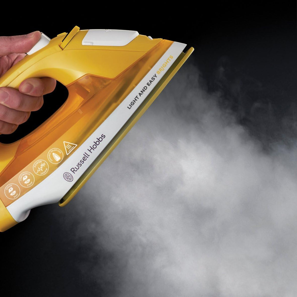 Russell Hobbs Steam Iron Possible Vertical Steaming Iron - Yellow 24800-56 Light and Easy