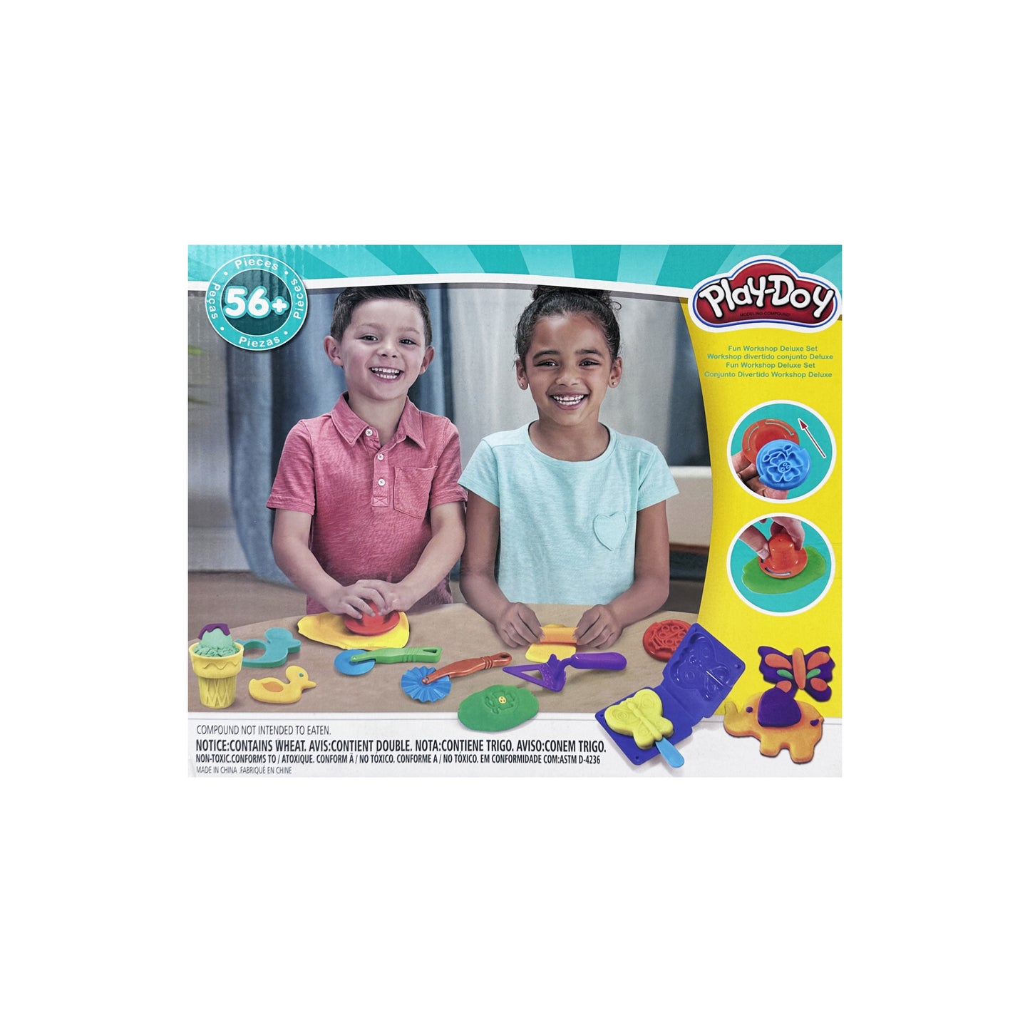 Modeling Clay 5 colours Yellow,Green,Blue,Red And White With Tools Creating Shapes Of Food 56 pcs