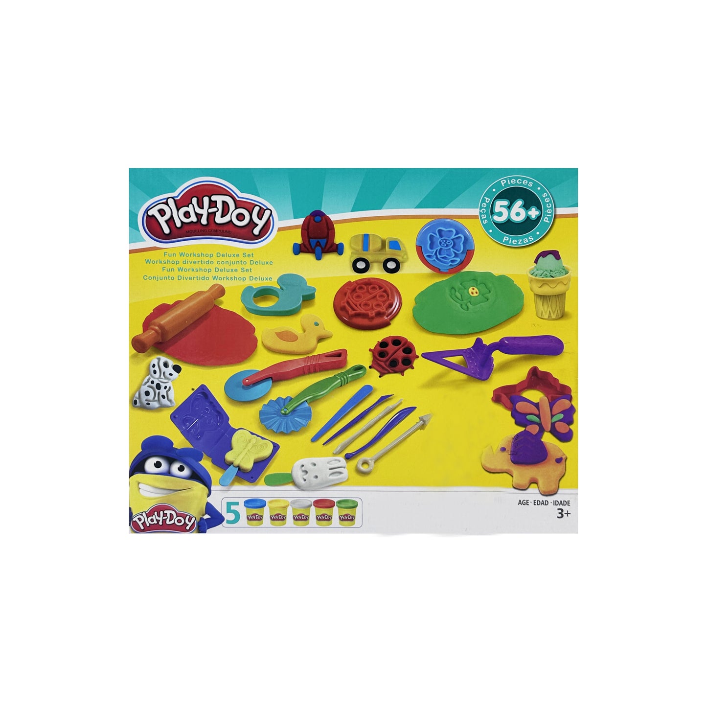 Modeling Clay 5 colours Yellow,Green,Blue,Red And White With Tools Creating Shapes Of Food 56 pcs