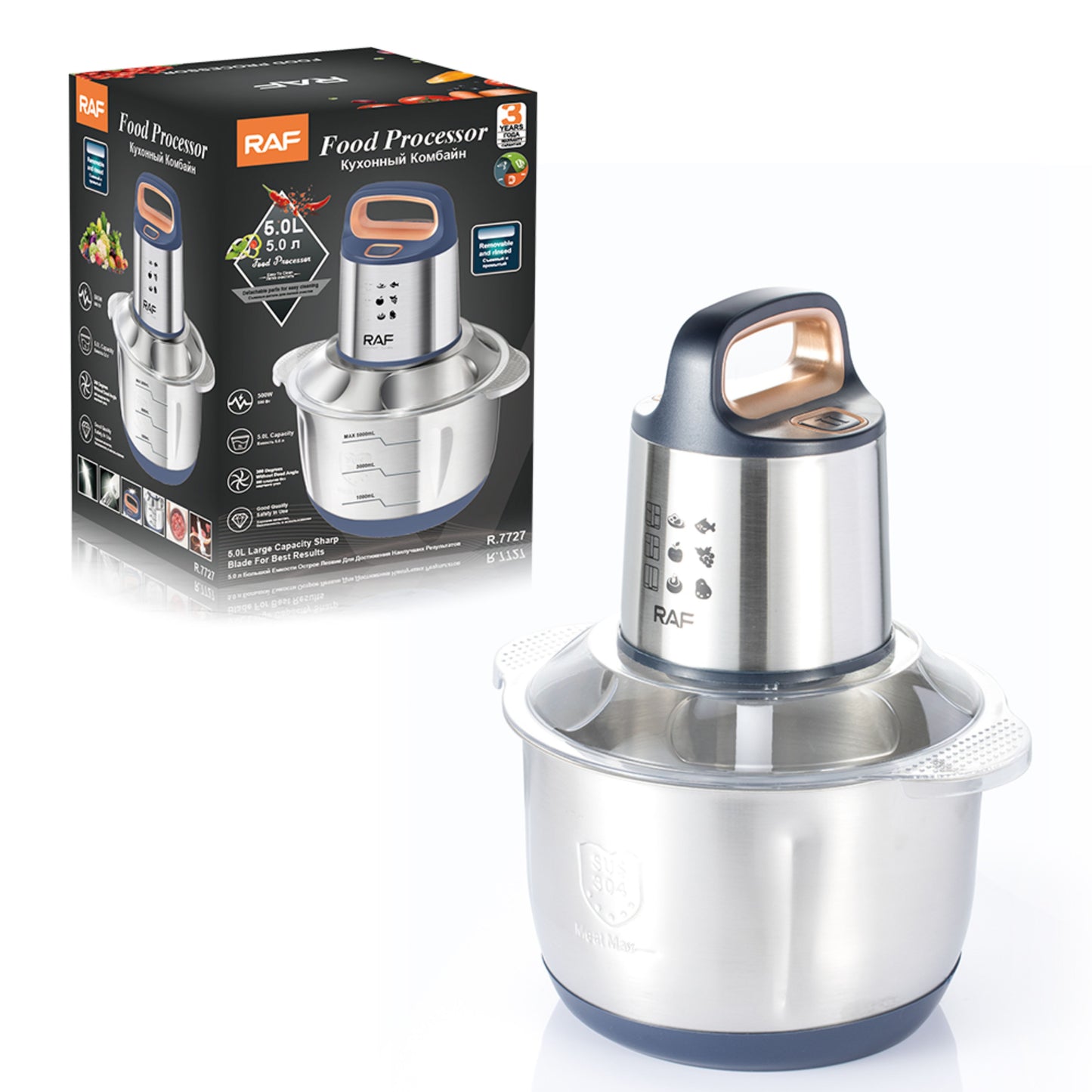 Stainless Steel Food Processor 5L Electric Meat Grinder Chopper 5L Food processor