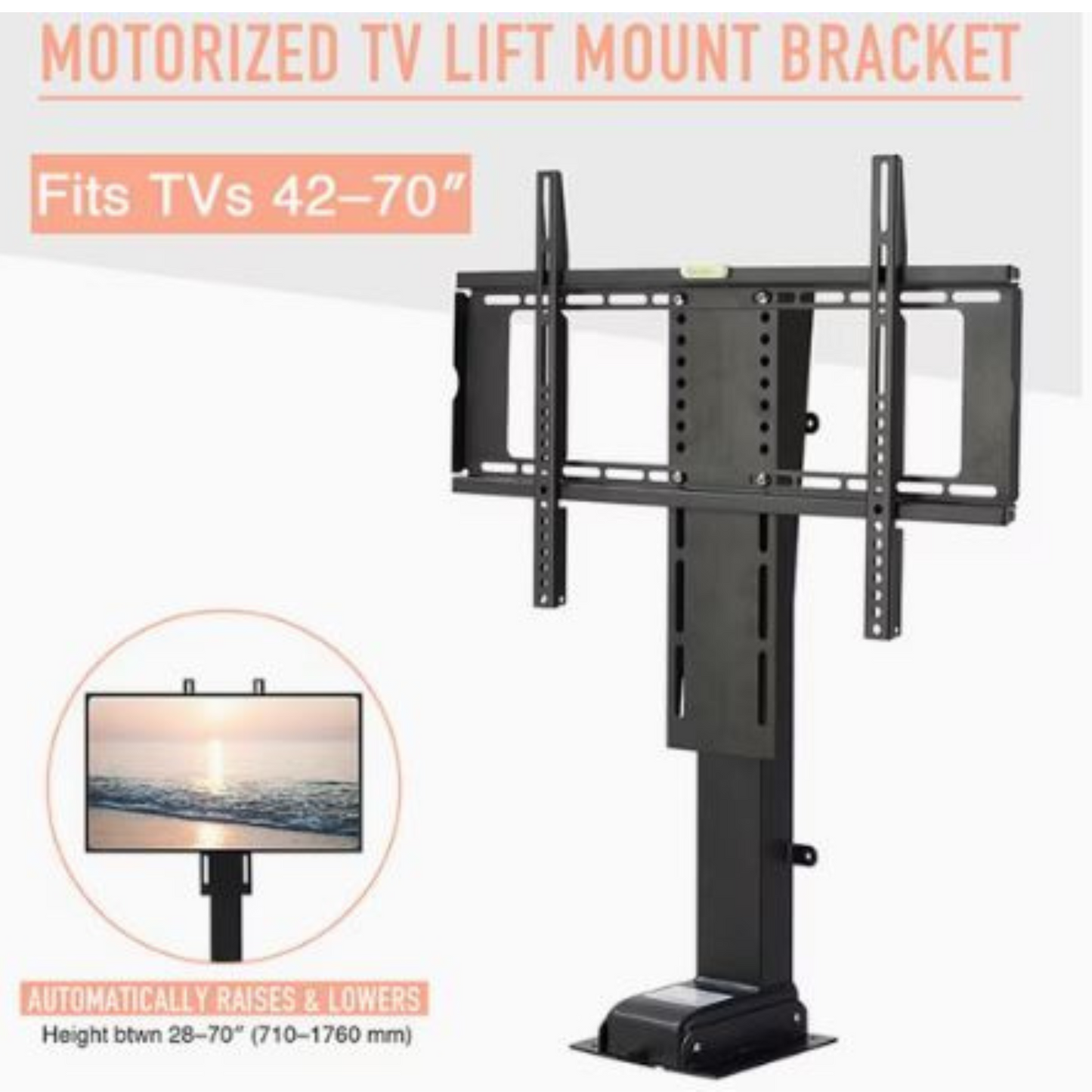 TV Table Electric TV Ceiling Mount Manual Rotation TV Lift, Fits 32-70 Inch Motorized TV Stand, Adjustable Ceiling TV Mount Bracket, with remote control