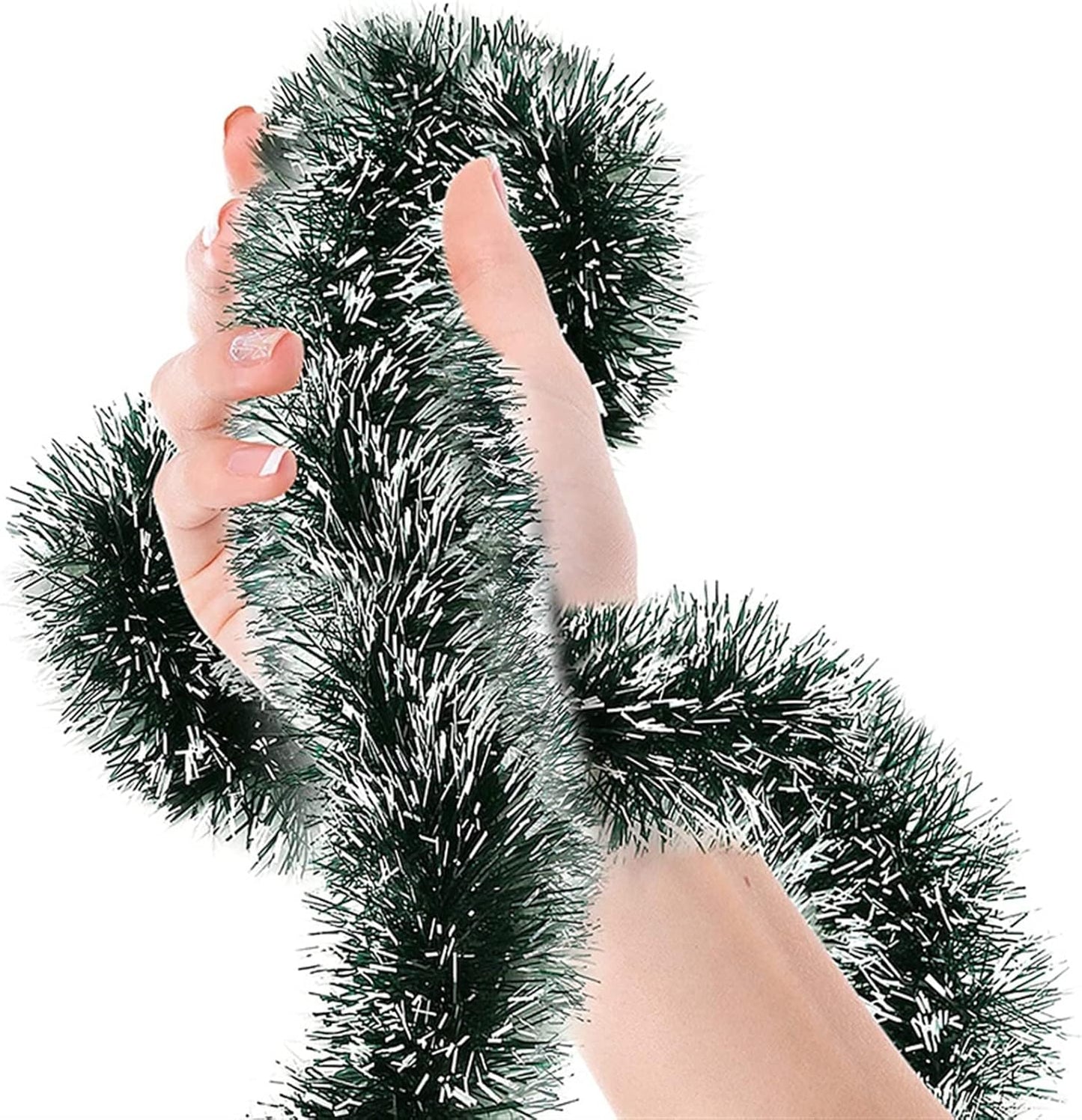 green and white Christmas garland - 5 meters