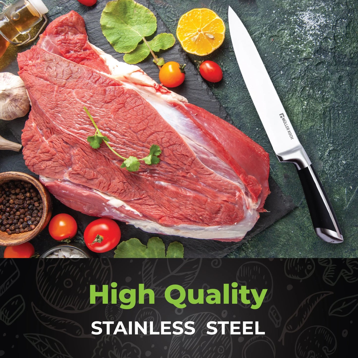 Stainless Steel Knife Set – 8 Pieces | Availalbe in 3 different colors