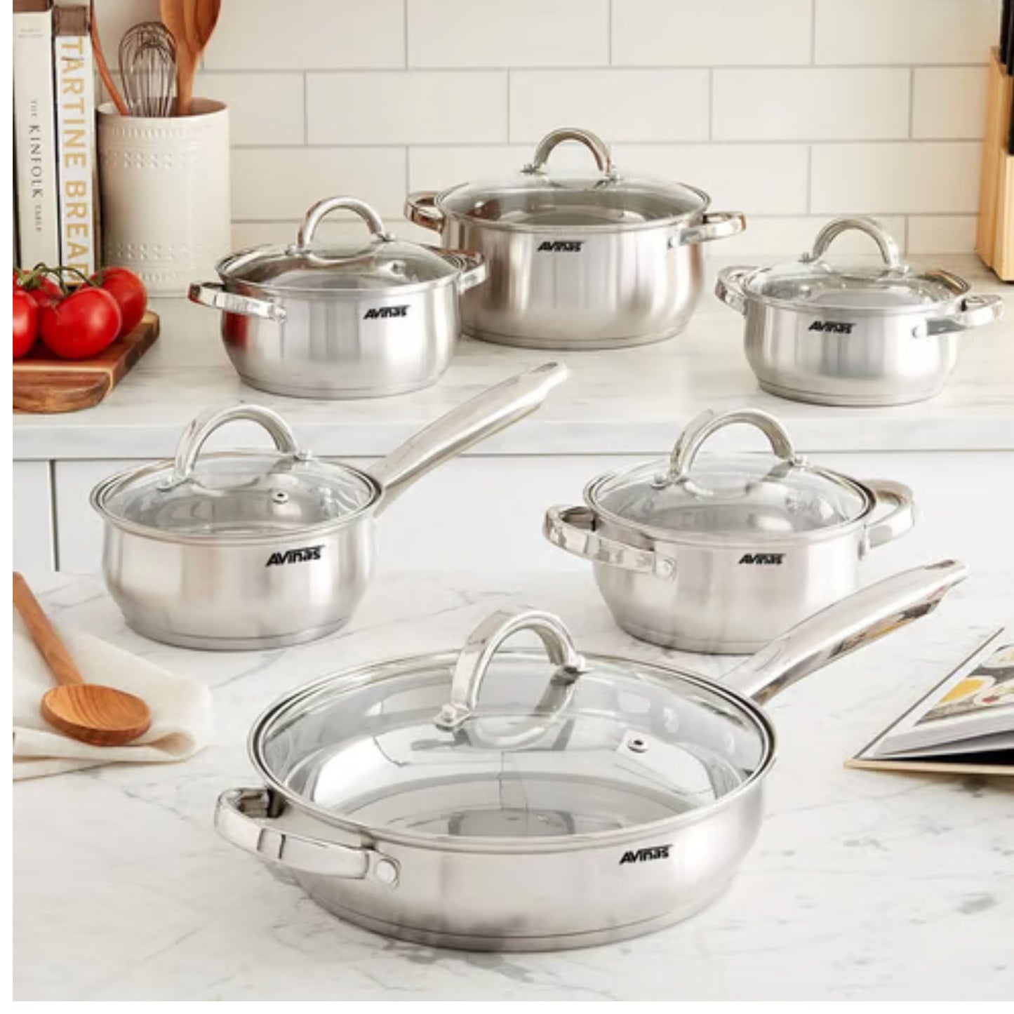 Avinas, 12Pcs Stainless Steel Cookware Set