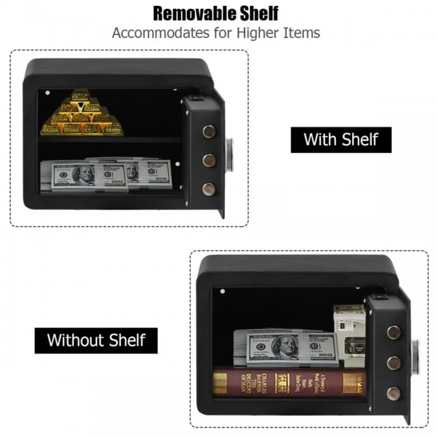 Digital Electronic Safe with key - 31x20x20 cm