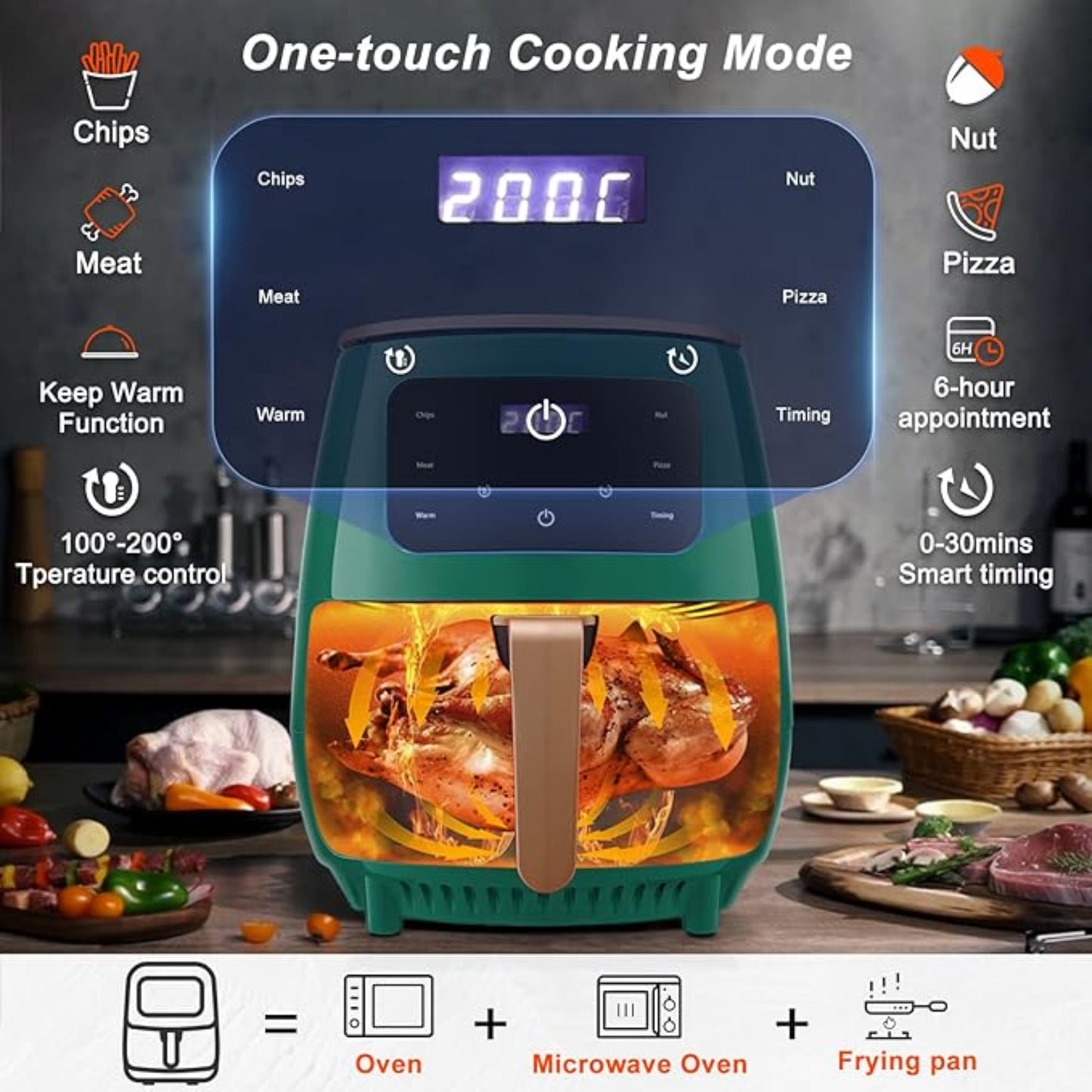Stella 4.5L Air Fryer Oil Free LED Digital Touch Screen, Timer And Fully Adjustable Temperature