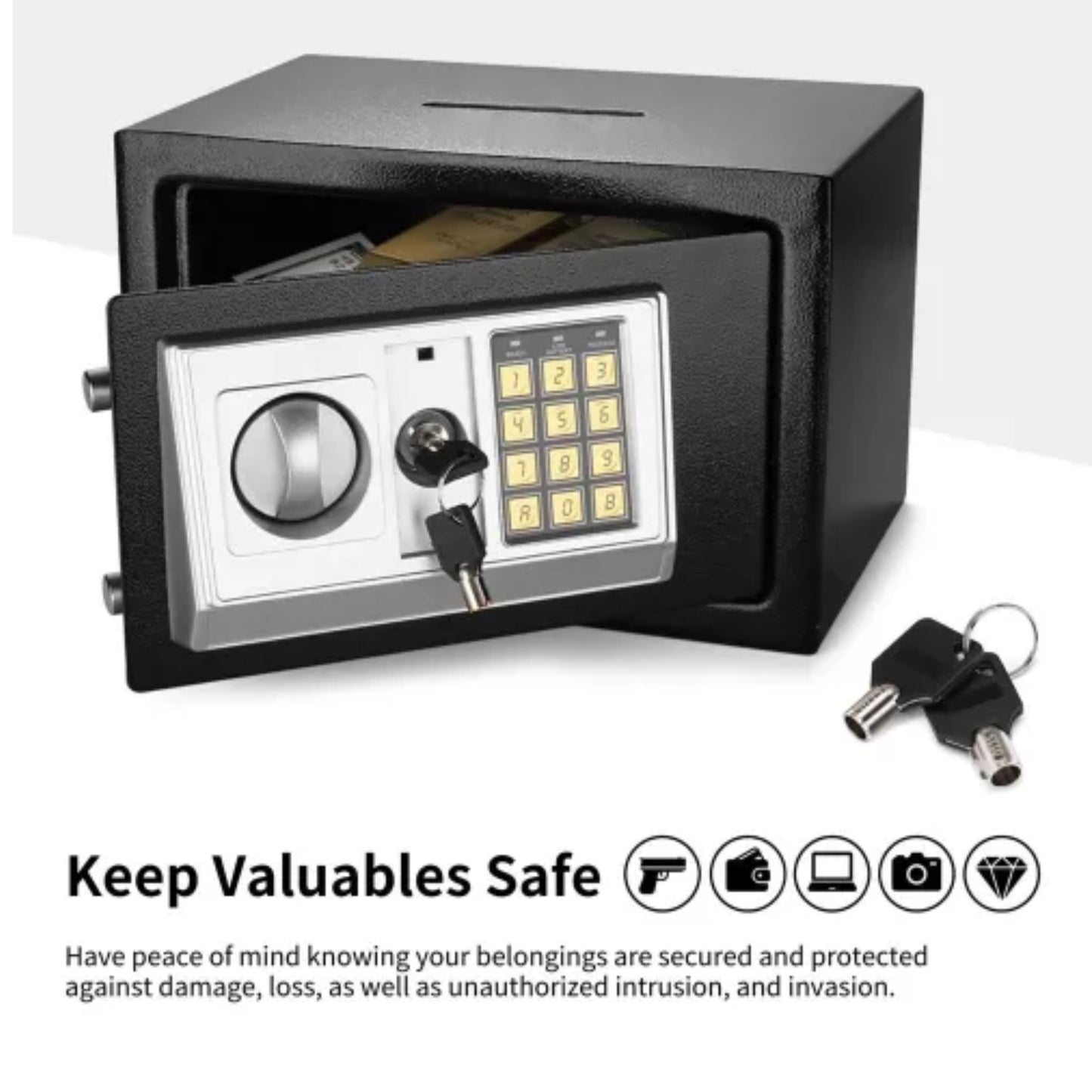 Digital Electronic Safe with key 38x30x30 cm