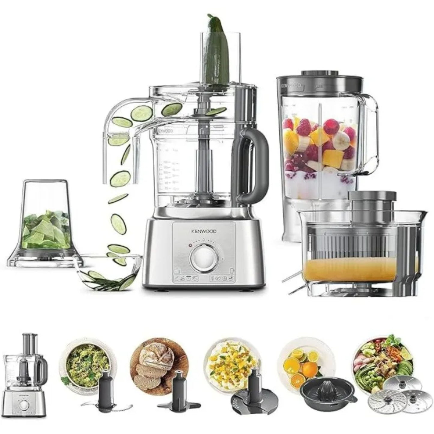 Kenwood – Multipro Express Food Processor, 3 Litre, 1.2 L Blender, Dough Hook, Whisk, 3 Slicing and Grating Discs, Multi Mill, 1000 Wonal - 2L