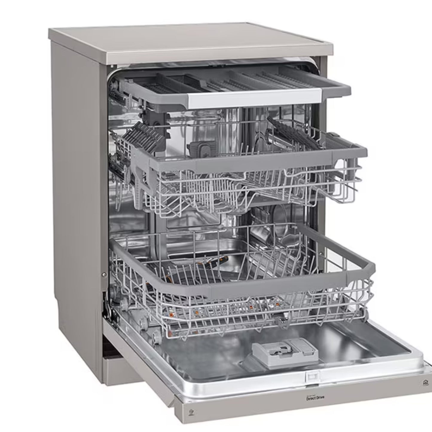 LG, QuadWash™ Dishwasher, 14 Place Settings, EasyRack™ Plus, Inverter Direct Drive, ThinQ - silver