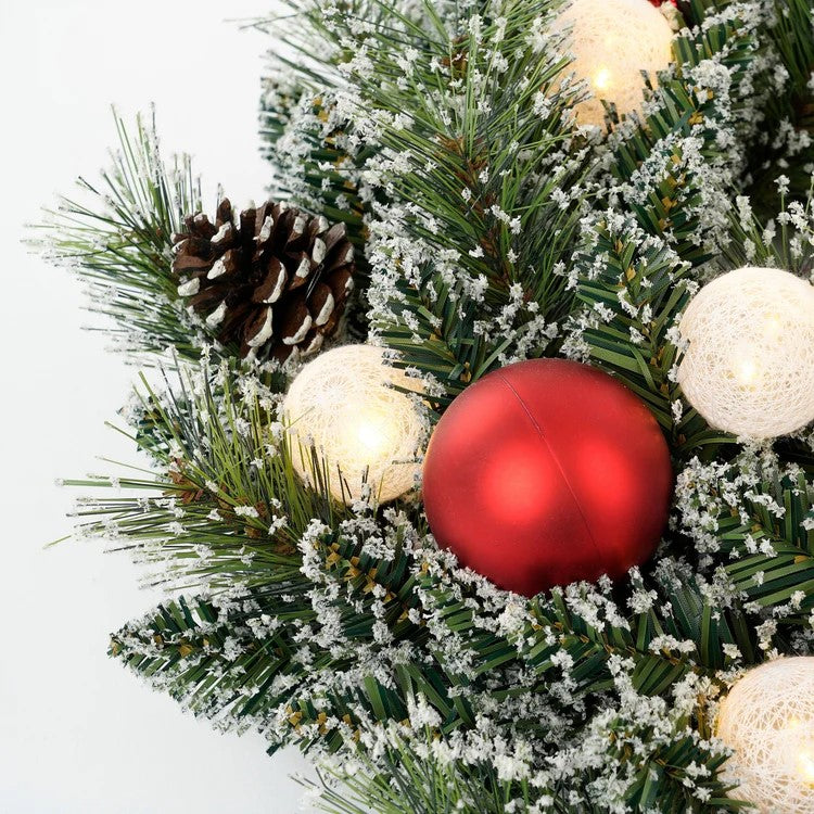 "Kaprun wreath green frosted red 10L TIPS 88 battery operated - 50 cm