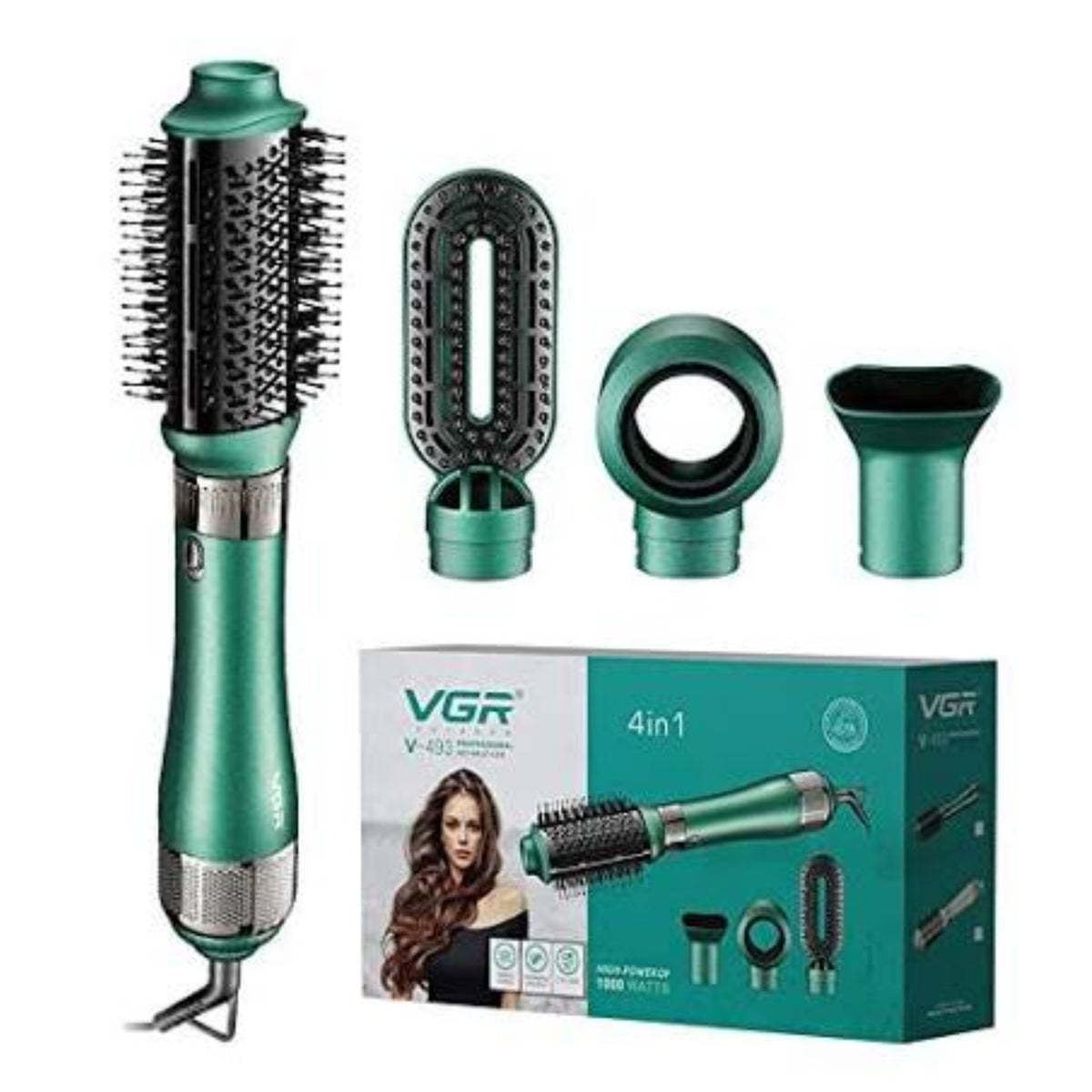 VGR V-493 Hair Dryer Brush 4 in 1 Hot Air Brush for Drying/Curling/Straightening, One-Step Blow Dryer Brush & Volumizer with Ceramic Coating