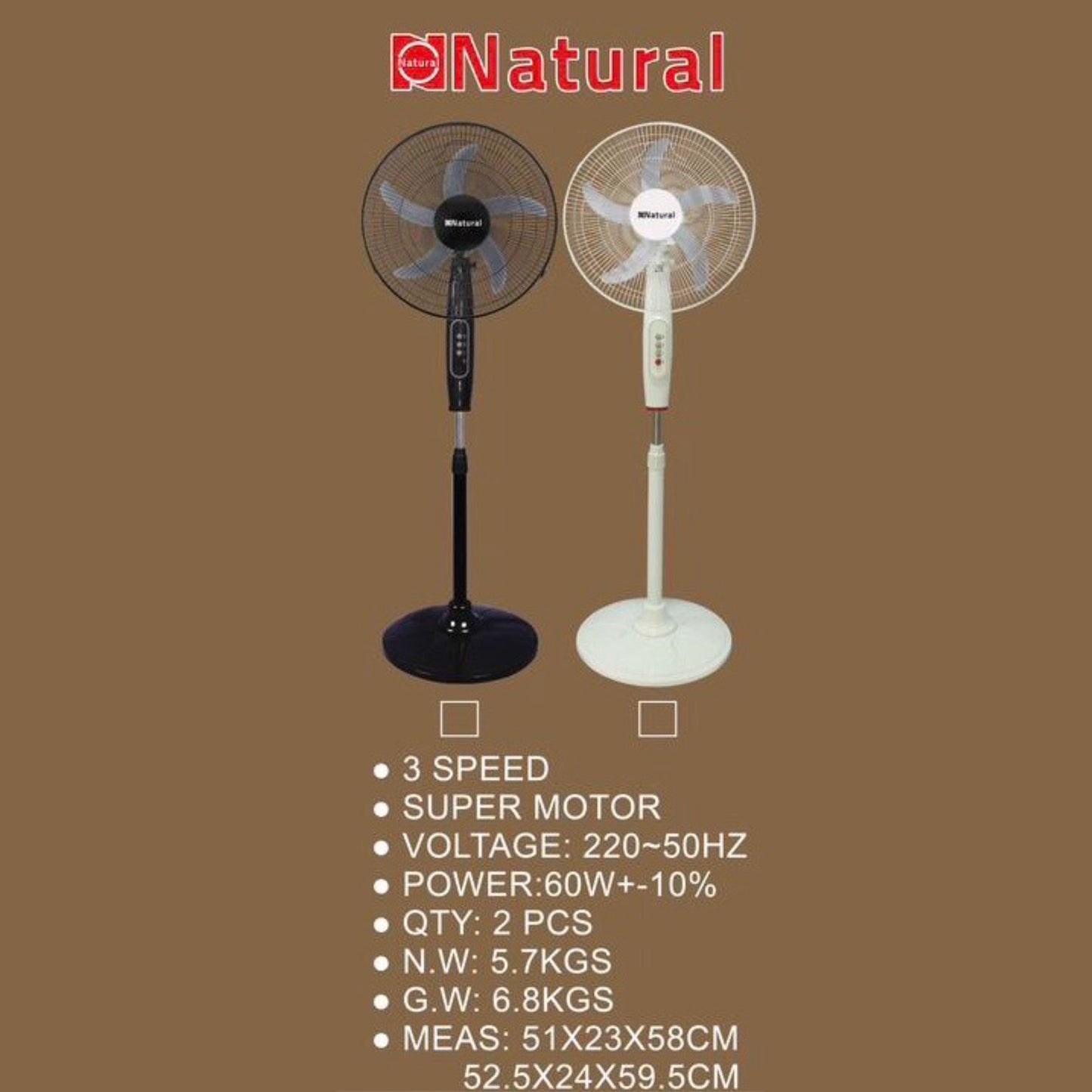 Stand Fan 18inch Natural 60W