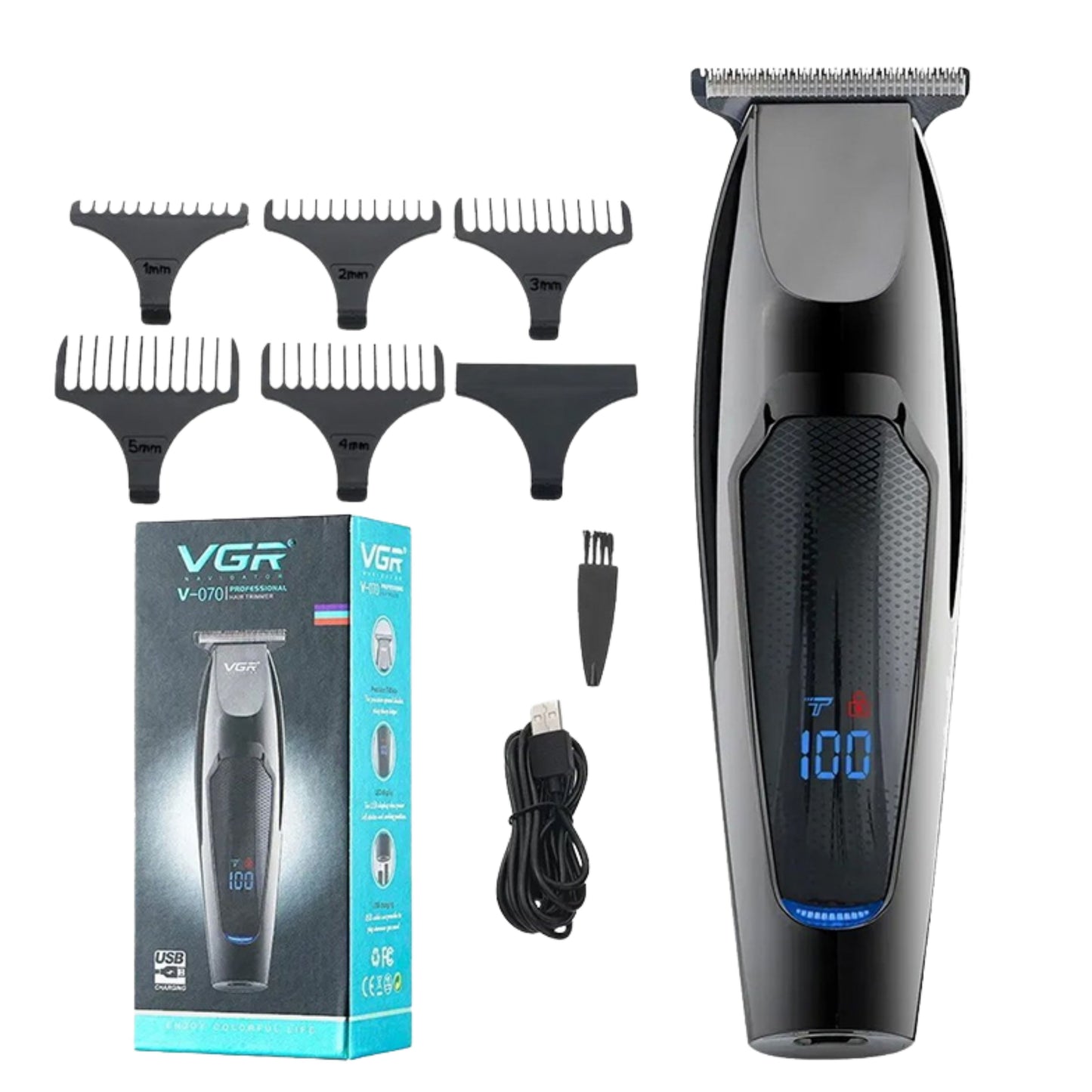 Professional Cordless Trimmer VGR V-070 Shaving and Hair Clipper Powerful Shaver with Display