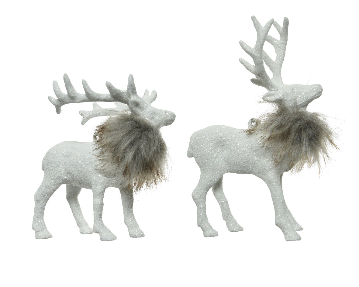 white deer with fur 1 pc- 15cm