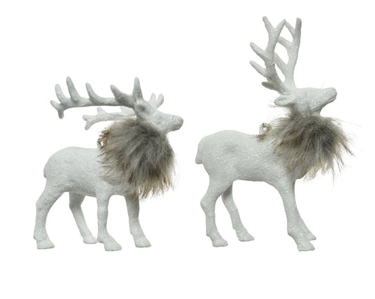 white deer with fur 1 pc- 15cm