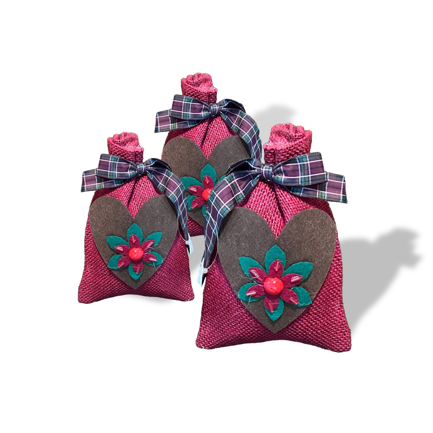 Red jute string wrapped red berry  Gift bag - 20cm