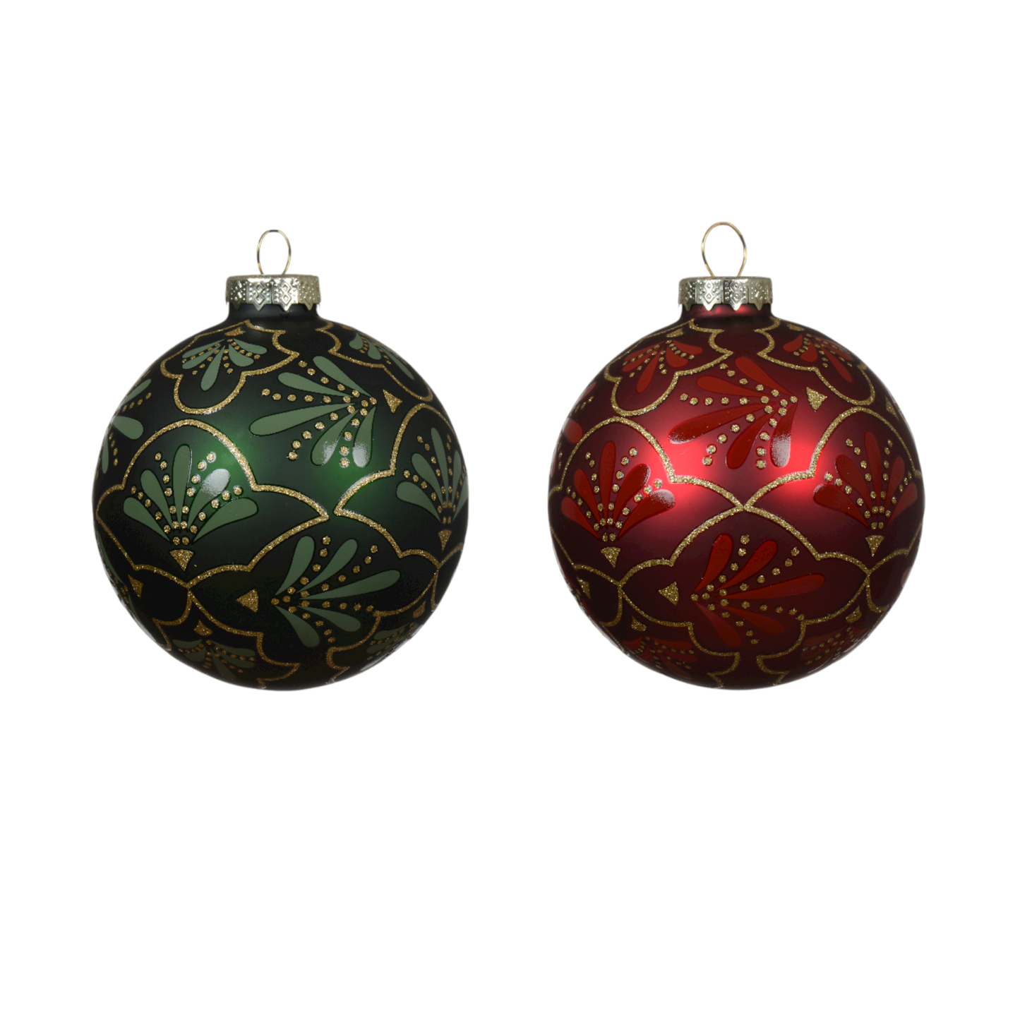 Bauble glass with design 1 pc - 8cm