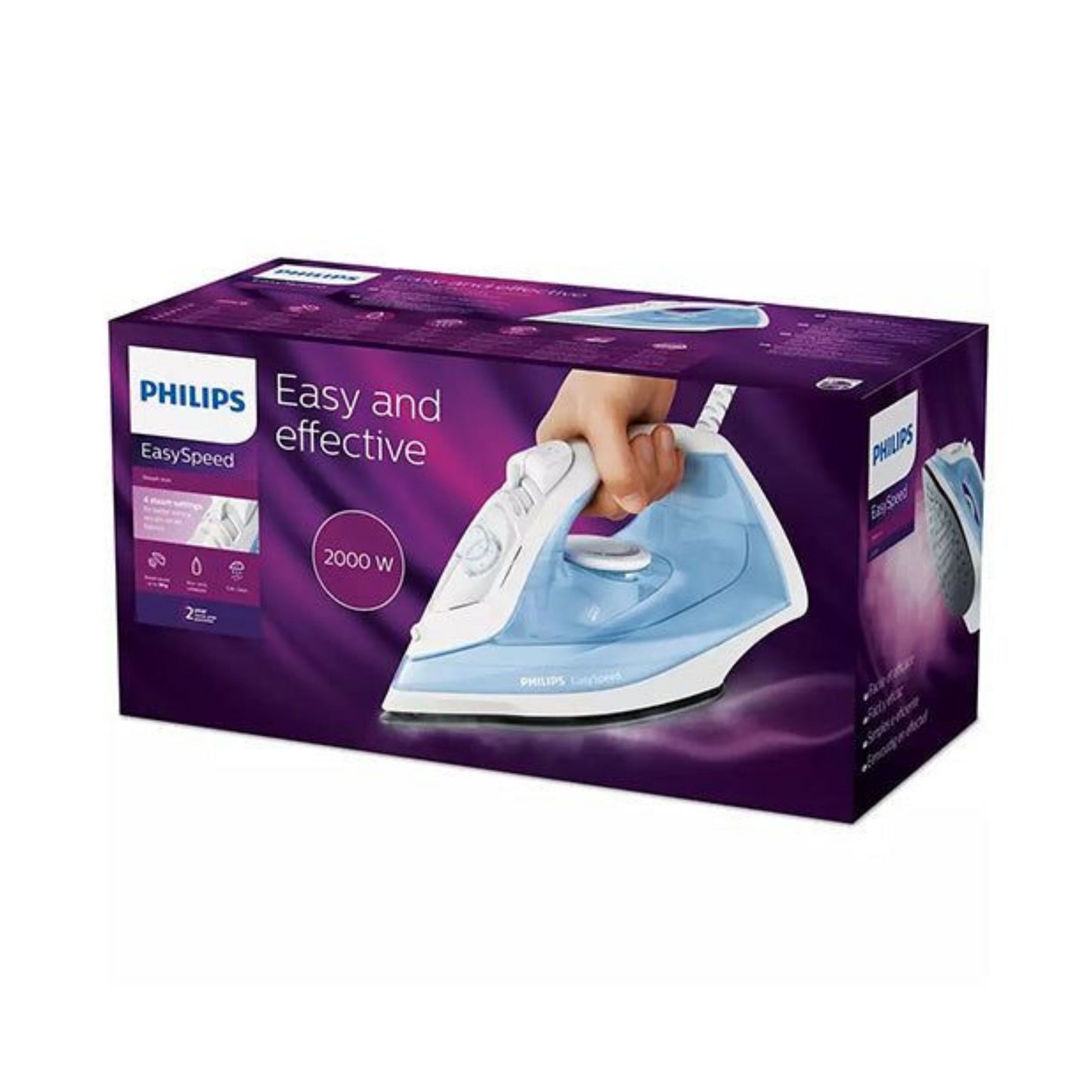 Philips EasySpeed Steam Iron - 2000W, Steam boost up to 90 g, Non-stick soleplate, Anti-scale - Blue