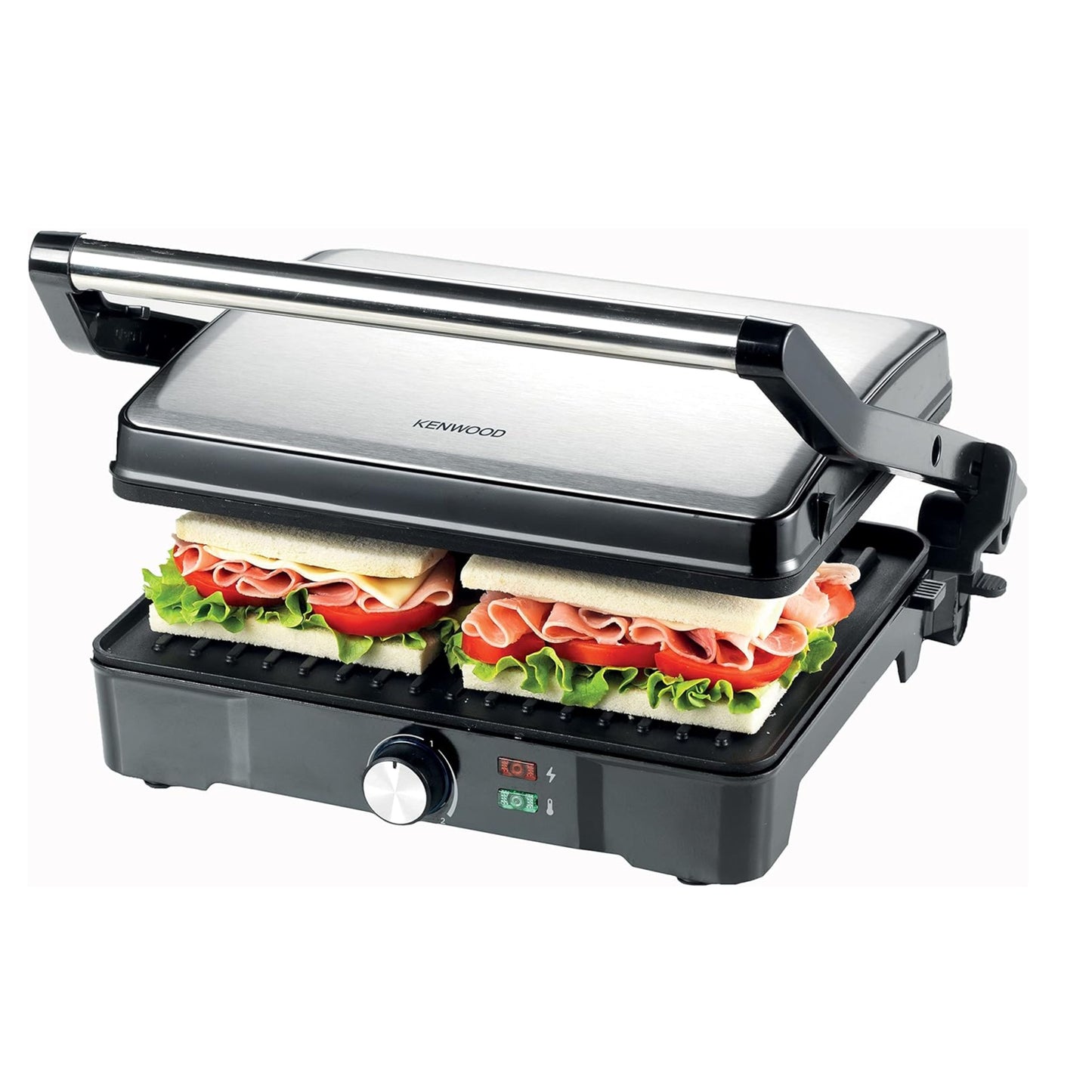 KENWOOD Grill 2000W Contact Health Grill Panini Press with Variable Temperature, 3 Grill Positions