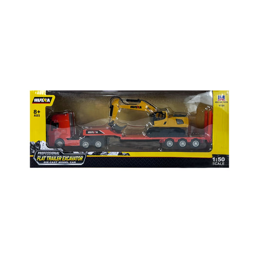 Flat Trailer Excavator Toys with  Alloy Construction Vehicle