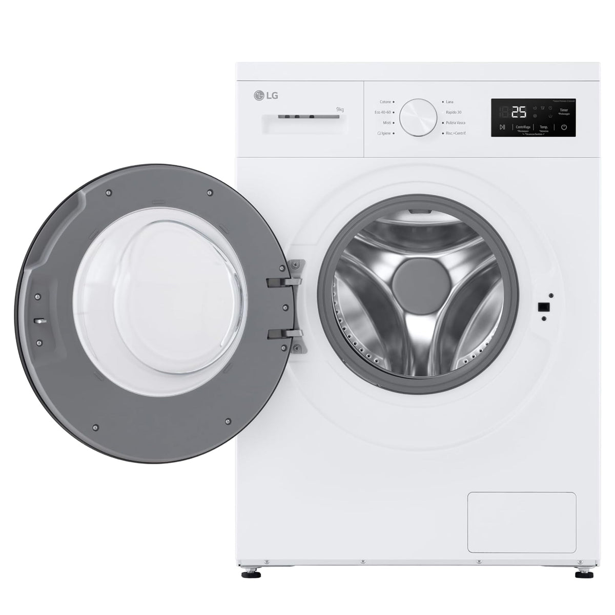LG  Washing Machine 9 kg Front Loading Series A1, Class A, 1400 RPM, Steam Hygiene Program, Removable Top, Freestanding, Minimalist Design, White