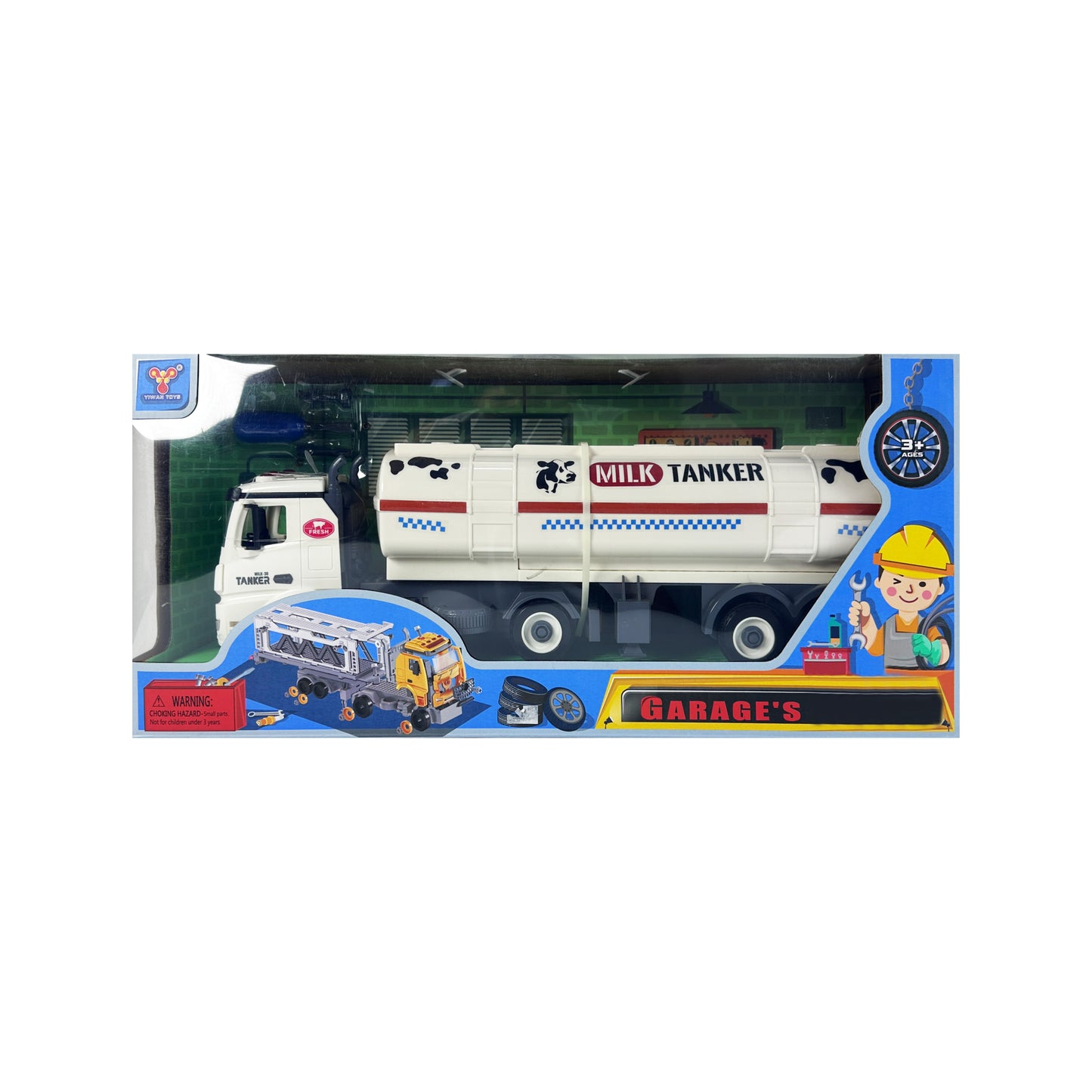 Alloy Car Toy, Milk Cart Truck Tanker  Model Pull‑Back