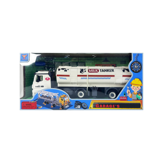 Alloy Car Toy, Milk Cart Truck Tanker  Model Pull‑Back