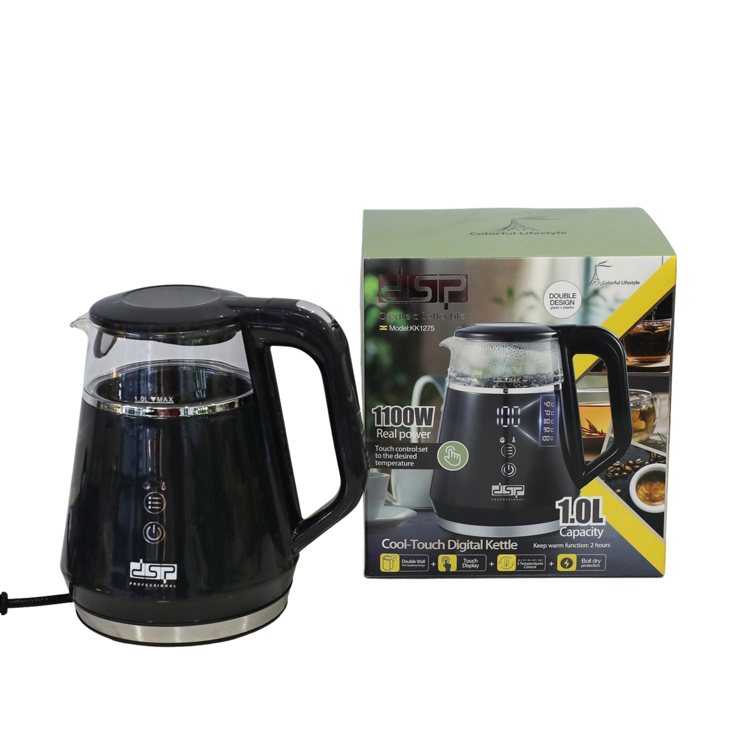 DSP Cool-Touch Digital Electric Kettle 1000W