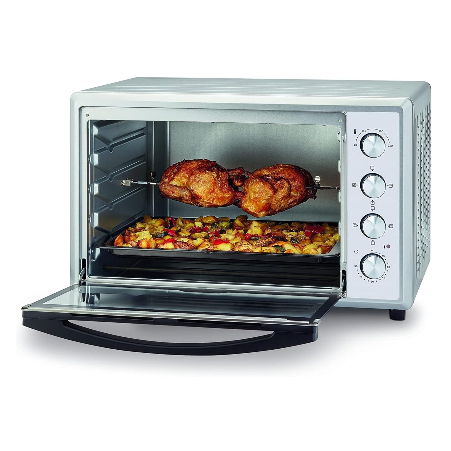 KENWOOD 100L Oven - Oven Toaster Grill Large Capacity Double Glass Door Multifunctional with Rotisserie and Convection Function for Grilling, Toasting, Broiling, Baking,Defrosting - Silver