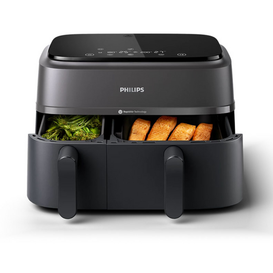 Philips Dual Basket AirFryer 3000 Series - 2750W, 9L Capacity, 2 Basket Drawers, 8 Presets Touchscreen, Black