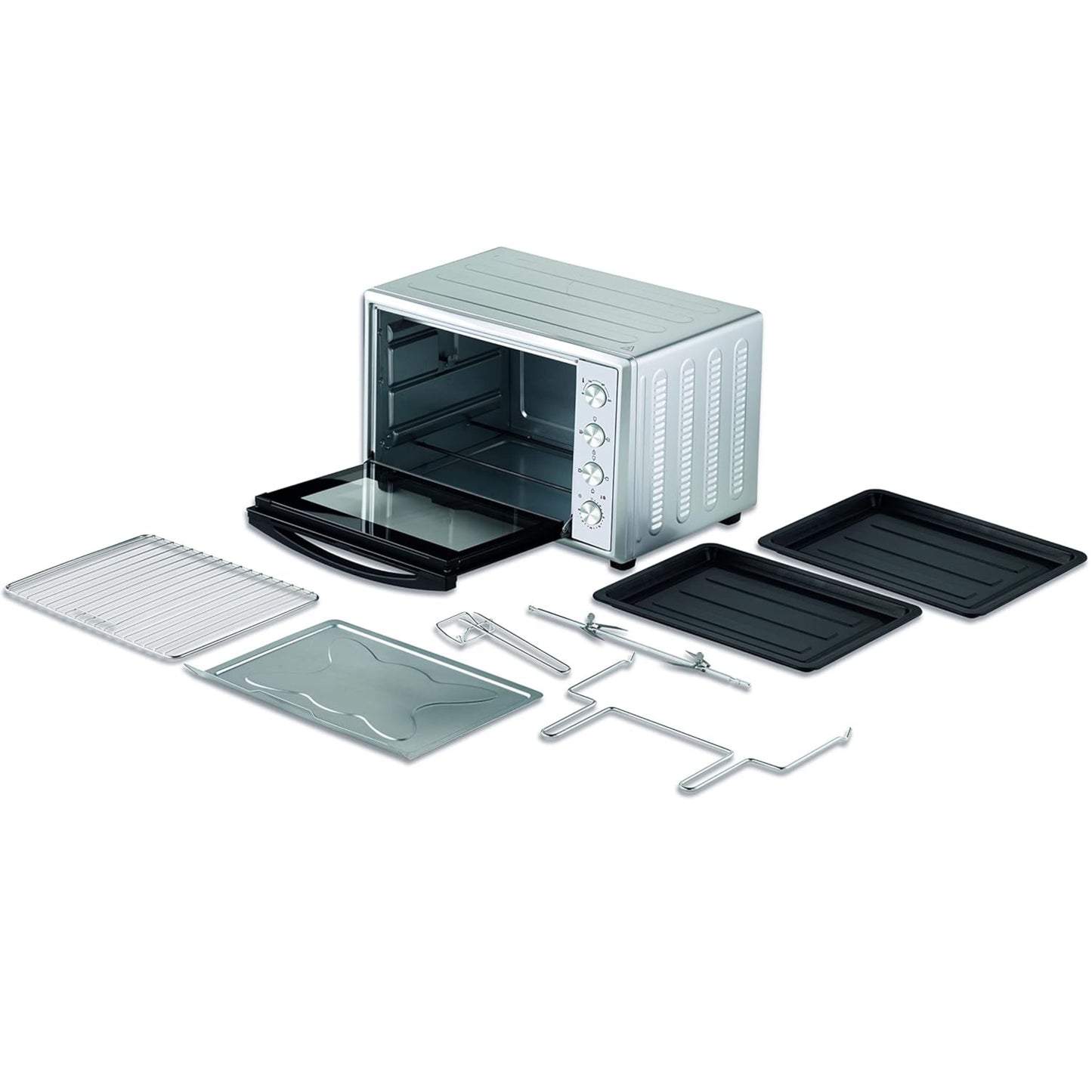 KENWOOD 100L Oven - Oven Toaster Grill Large Capacity Double Glass Door Multifunctional with Rotisserie and Convection Function for Grilling, Toasting, Broiling, Baking,Defrosting - Silver