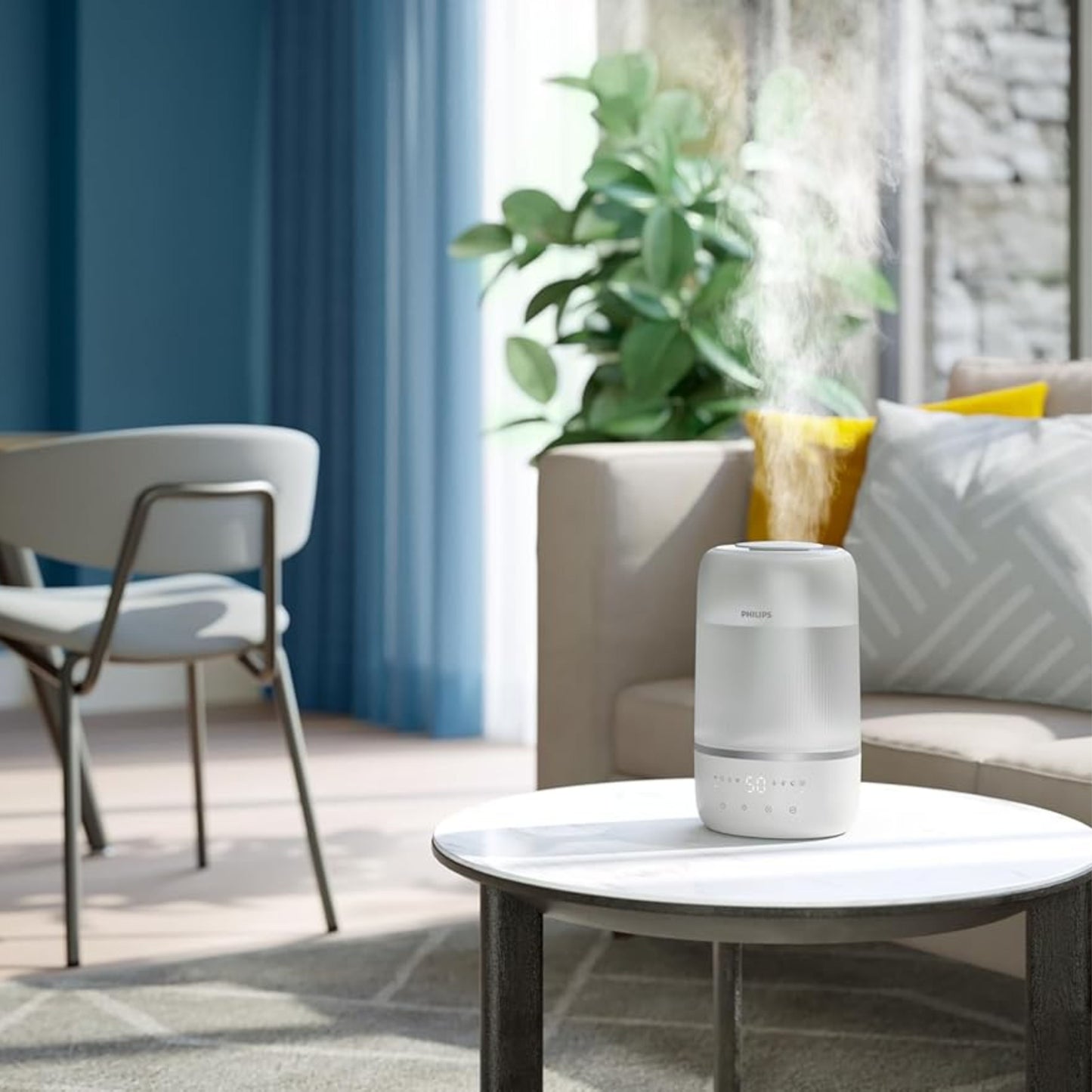 Philips Smart Humidifier - Compact but powerful with SkyHigh Mist, up to 32 hours runtime, 3L water tank refill, silent with sleep mode and night light, for (bedroom) rooms up to 38 m²