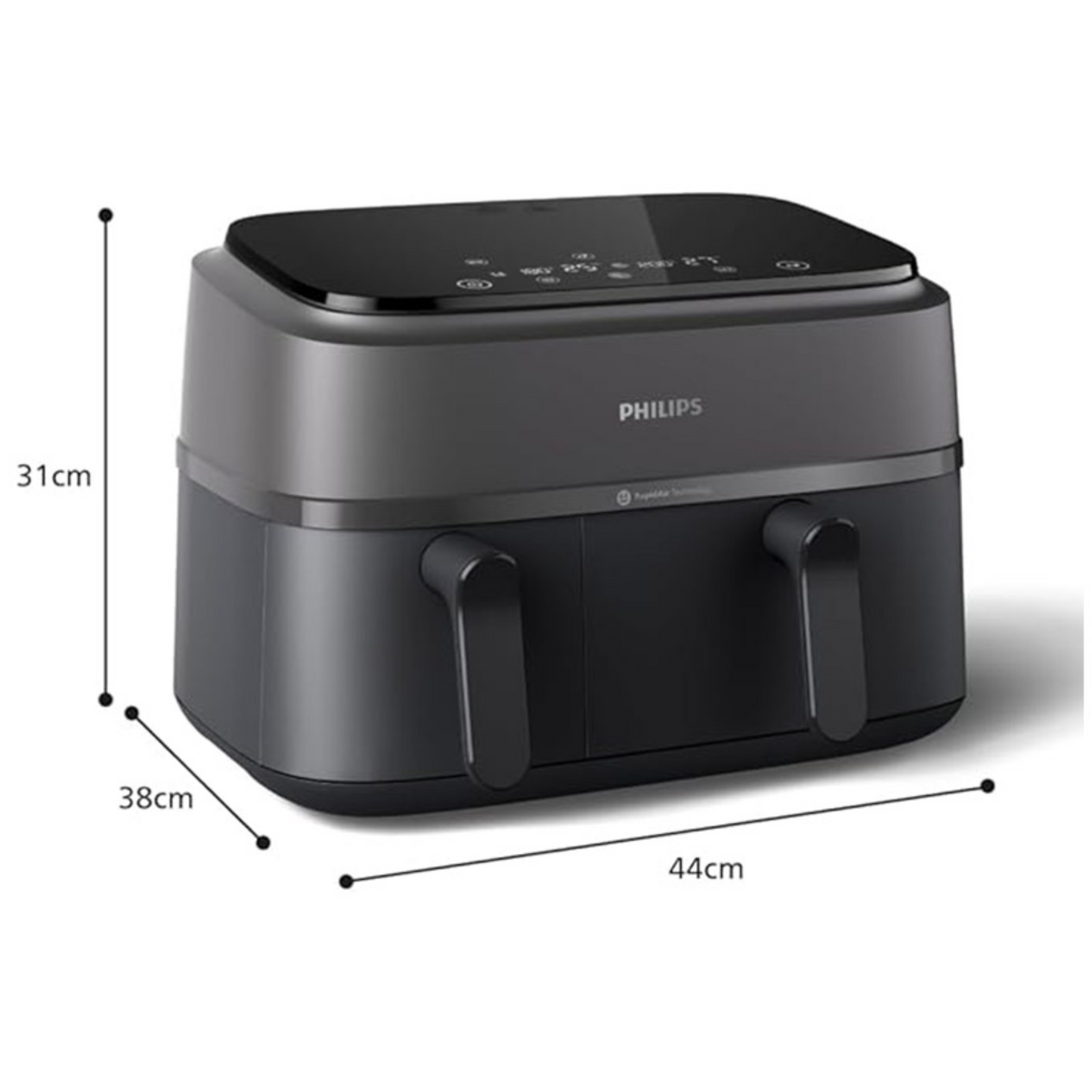Philips Dual Basket AirFryer 3000 Series - 2750W, 9L Capacity, 2 Basket Drawers, 8 Presets Touchscreen, Black