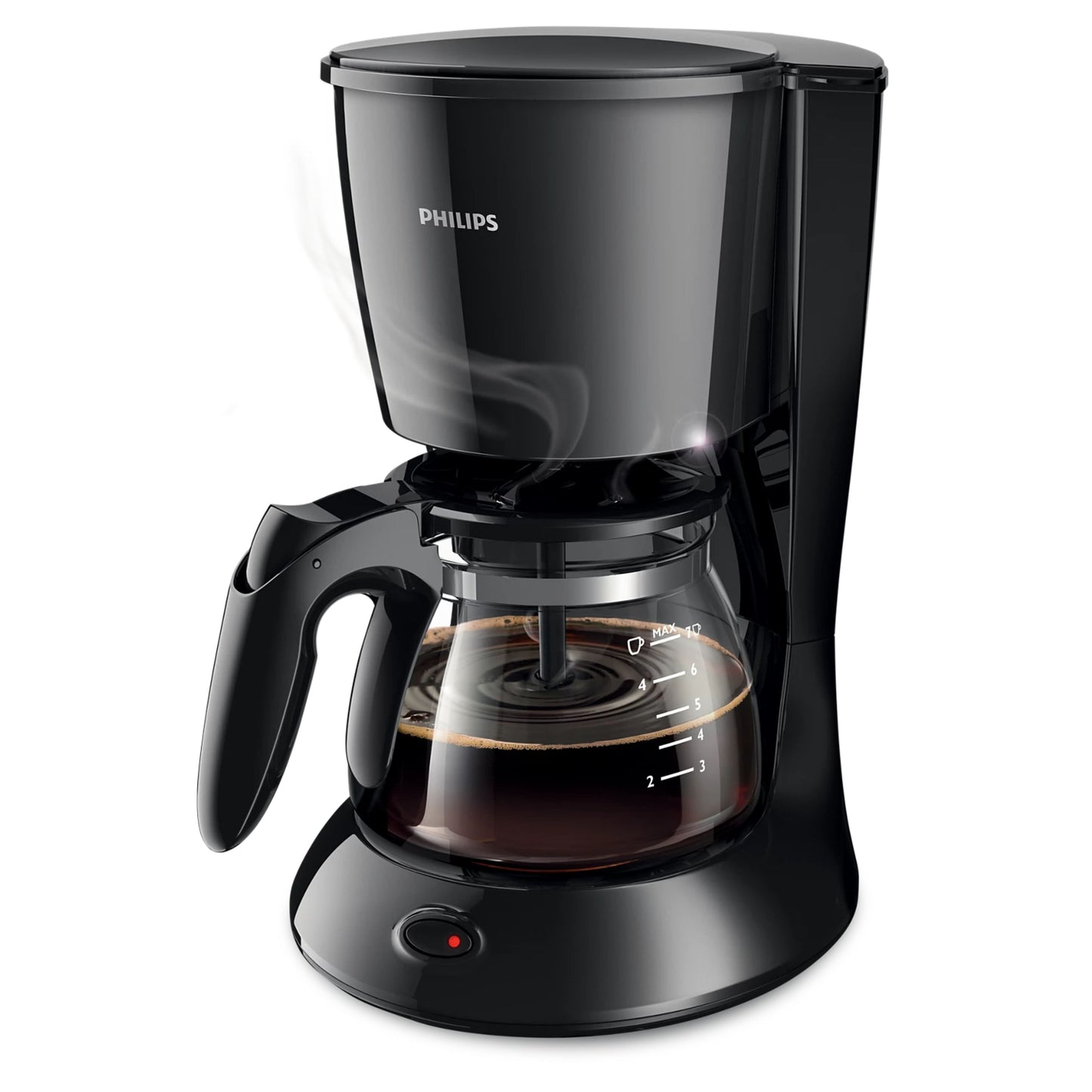 Philips Drip Coffee Maker - 0.6L, Up to 7 Cups, Glass Jug, Auto Off function, Black