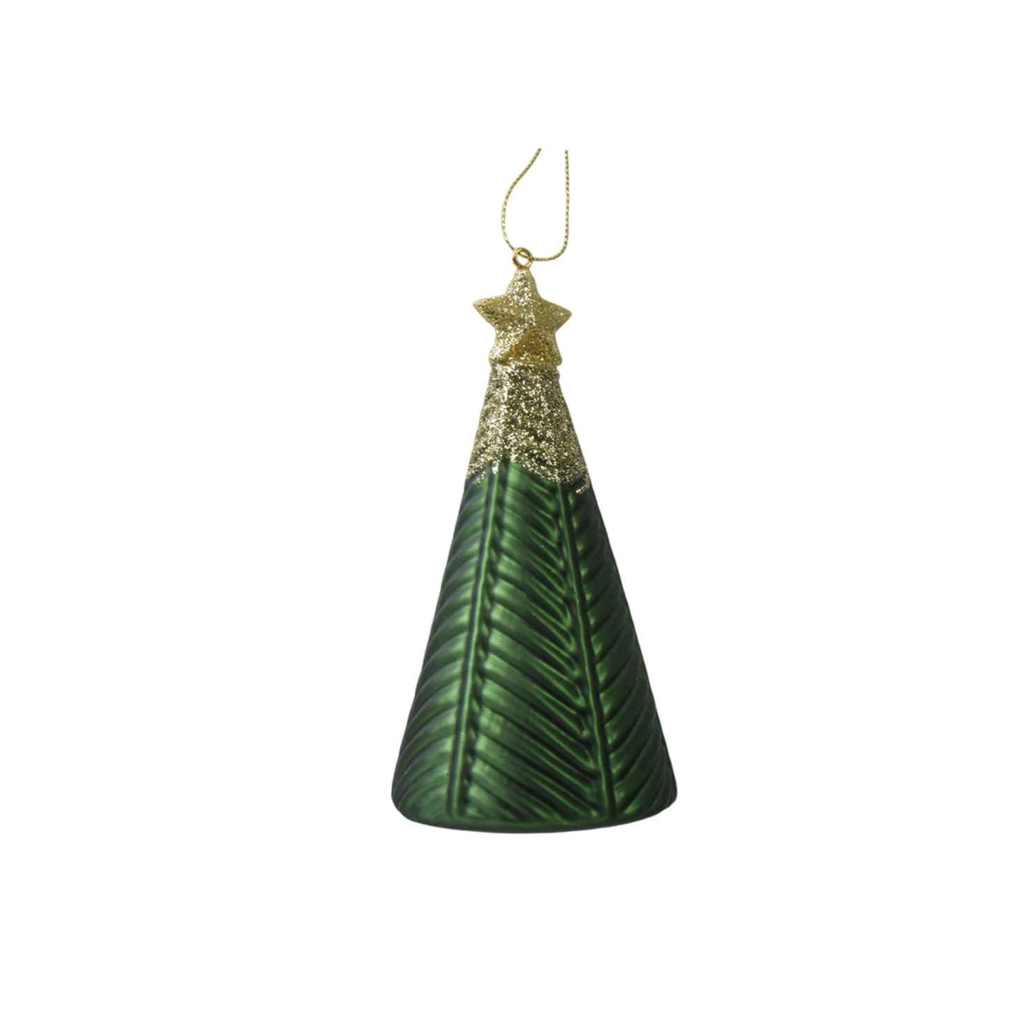 white Tree glass with star on top and gold glitter 1pc - 14cm