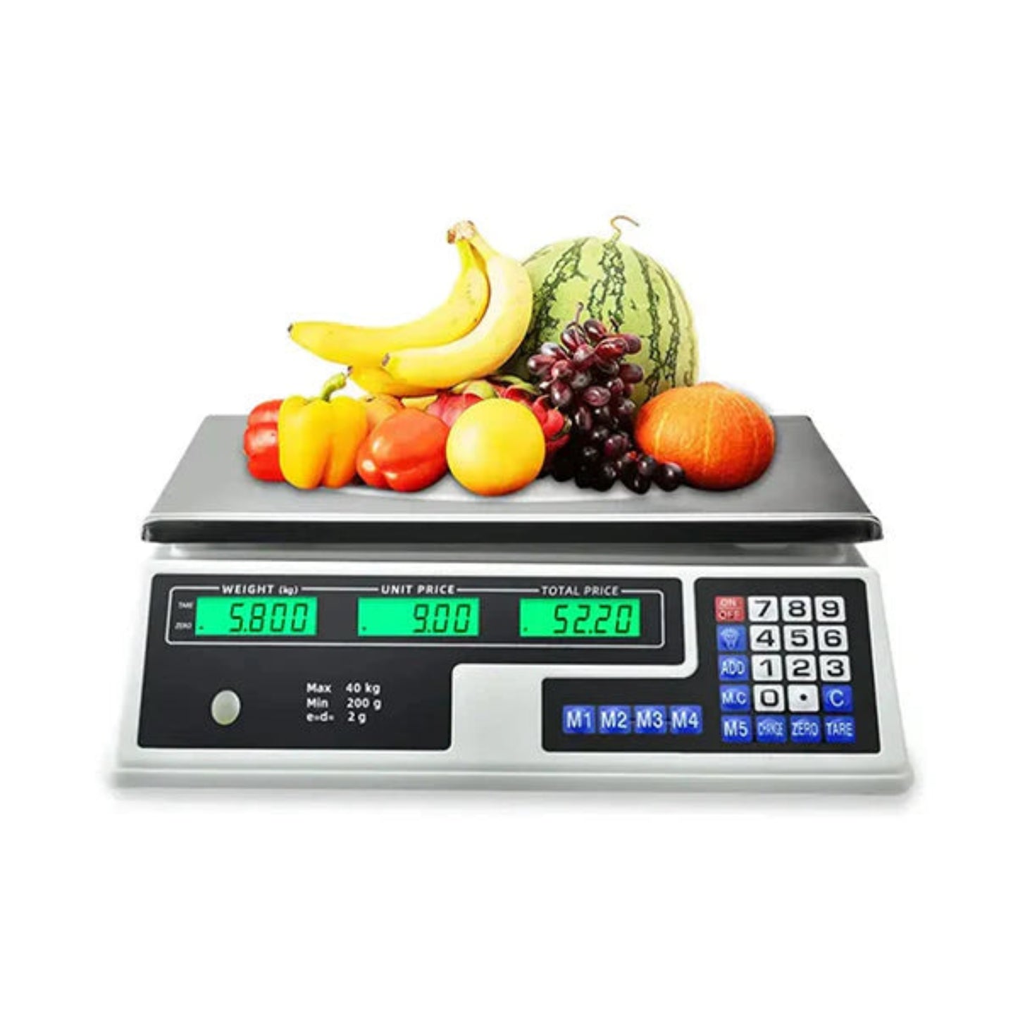 40Kg  Stainless Steel and ABS Plastic Electronic Digital Pricing and Weighing Scale with LCD Display