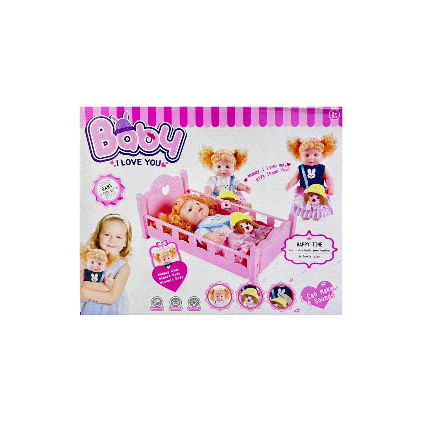 Baby Stuffed Doll Cradle With Makeup Accessories